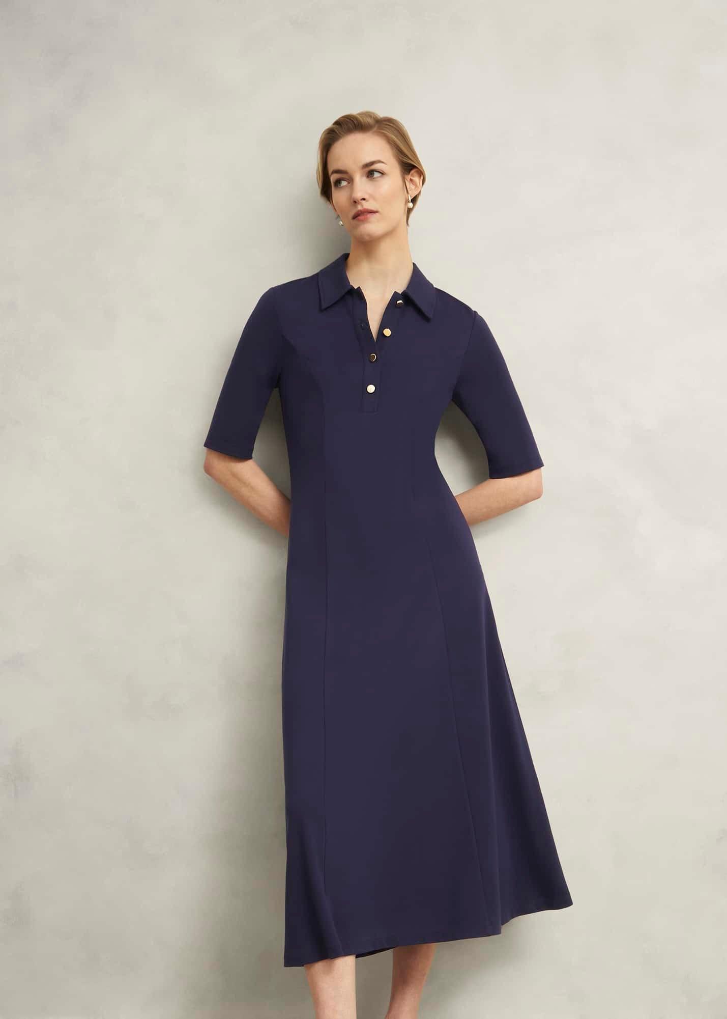 Azaria Ponte Dress, True Navy, hi-res