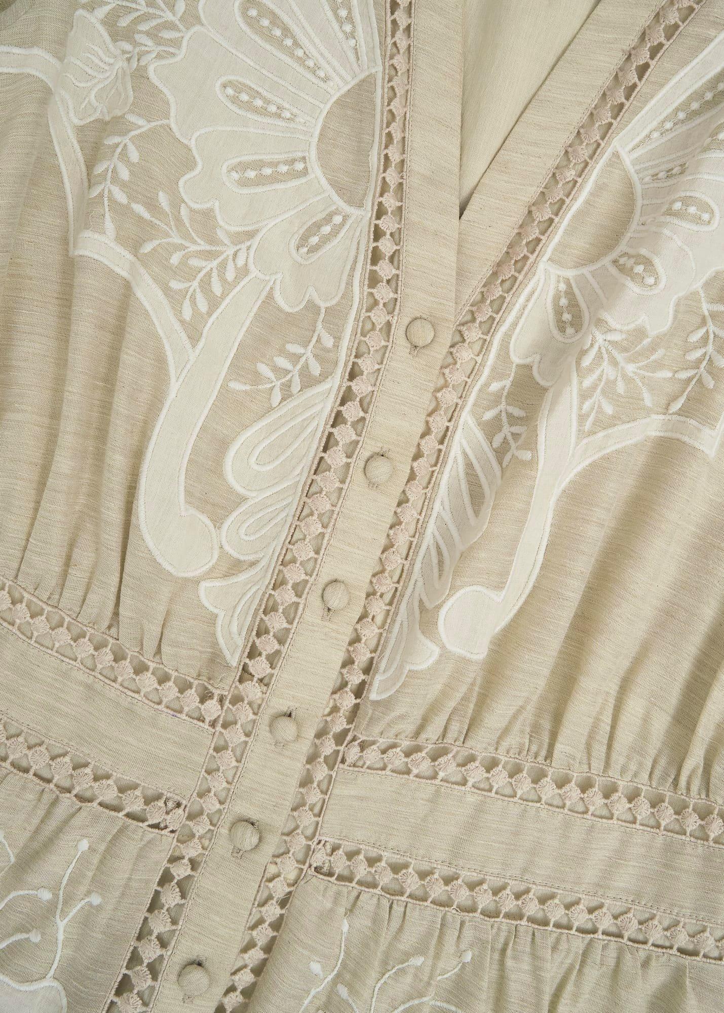 Frida Embroidered Dress, Beige, hi-res