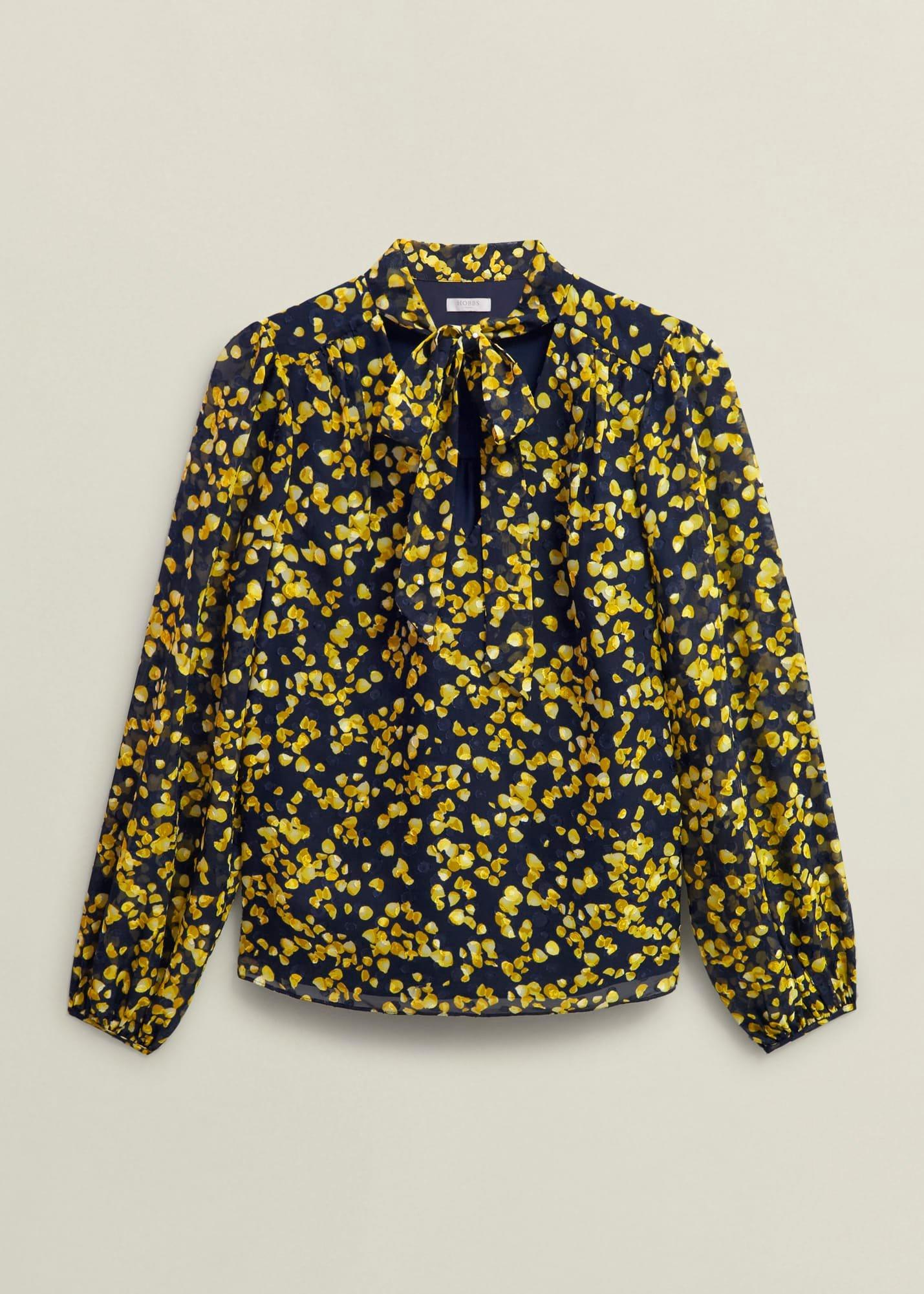 Aria Blouse, Navy Yellow, hi-res