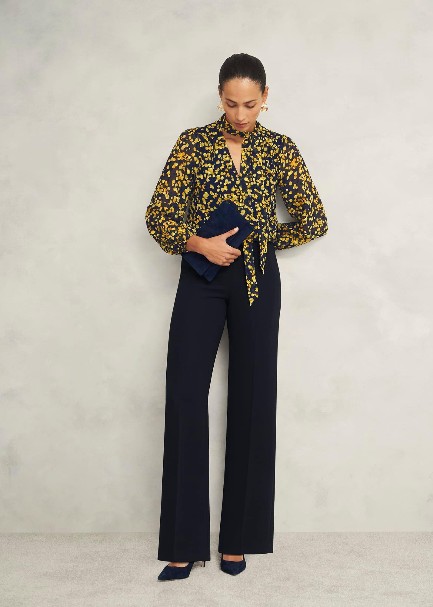 Aria Blouse, Navy Yellow, hi-res
