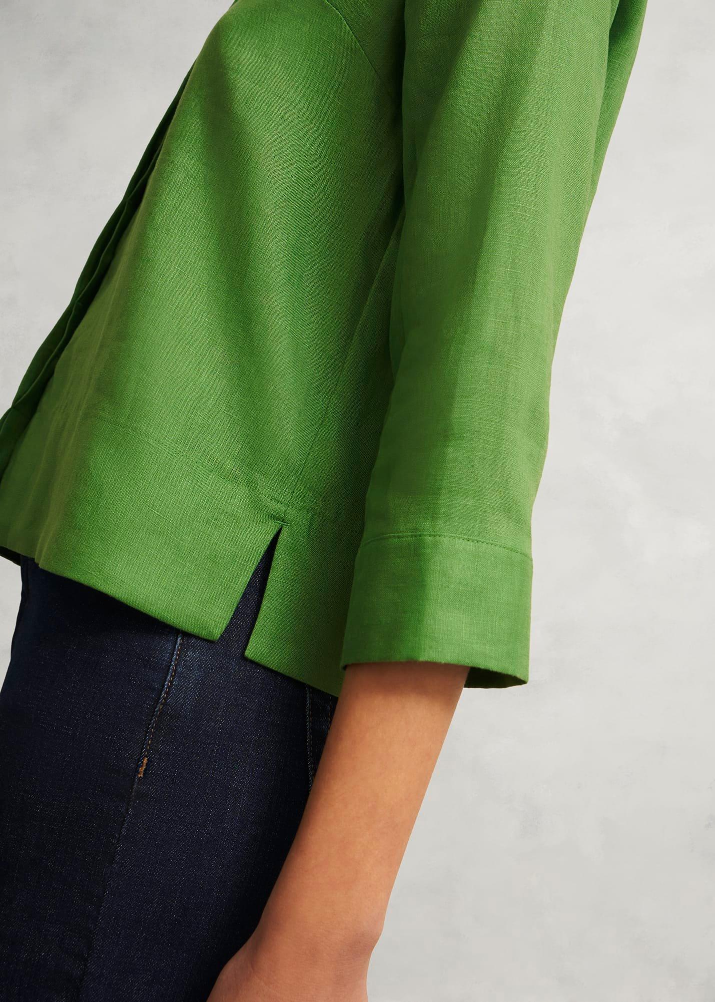 Nita Linen Shirt, Green, hi-res