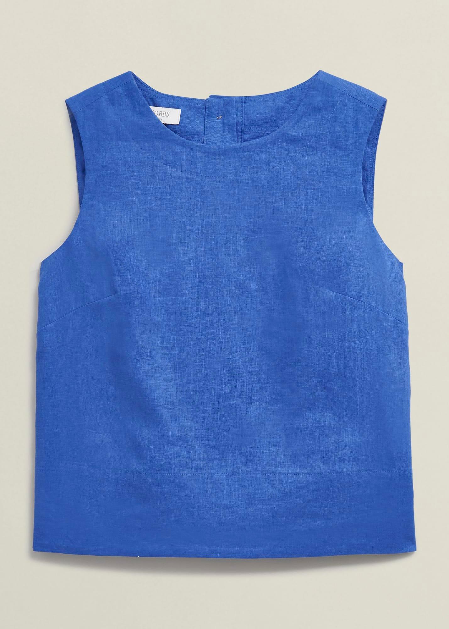 Malindi Linen Top, French Blue, hi-res