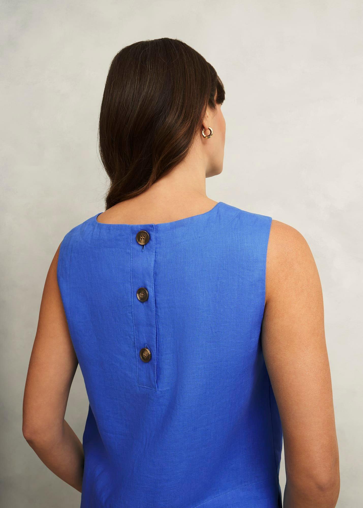 Malindi Linen Top, French Blue, hi-res