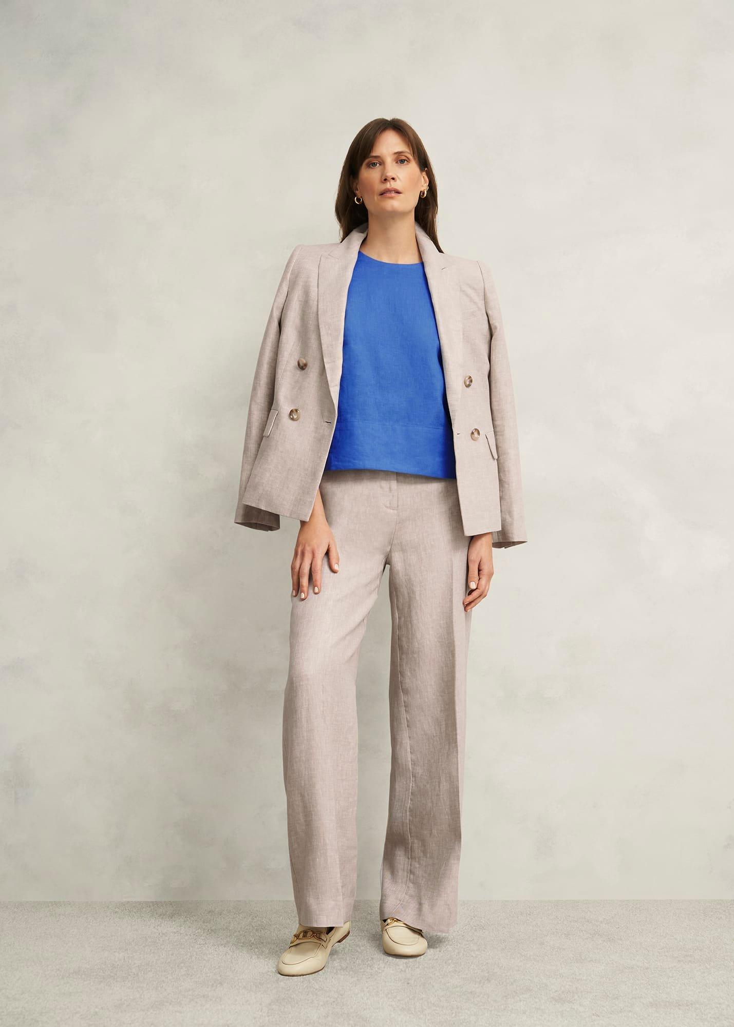 Malindi Linen Top, French Blue, hi-res