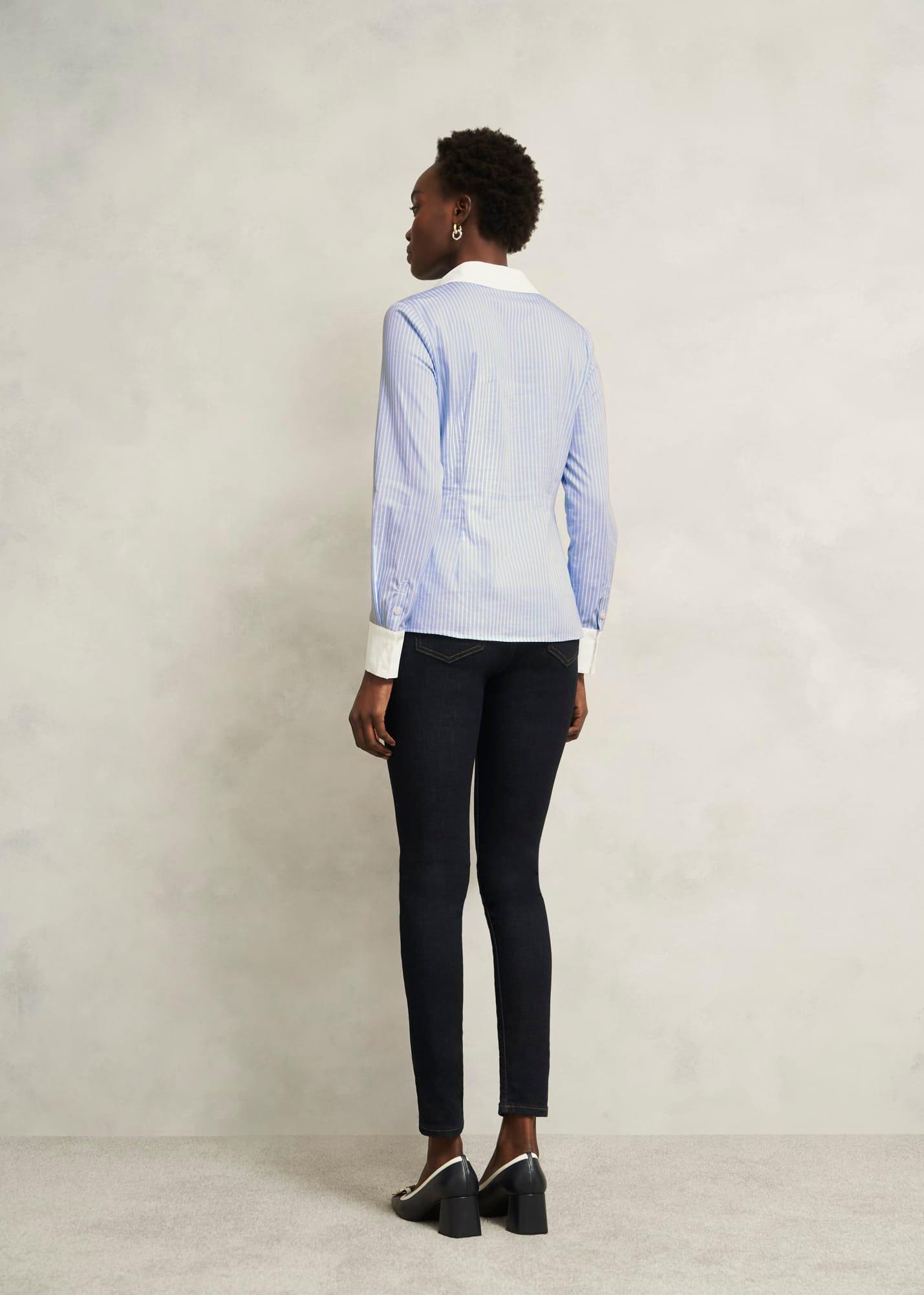 Victoria Cotton Blend Shirt, Pale Blue White, hi-res