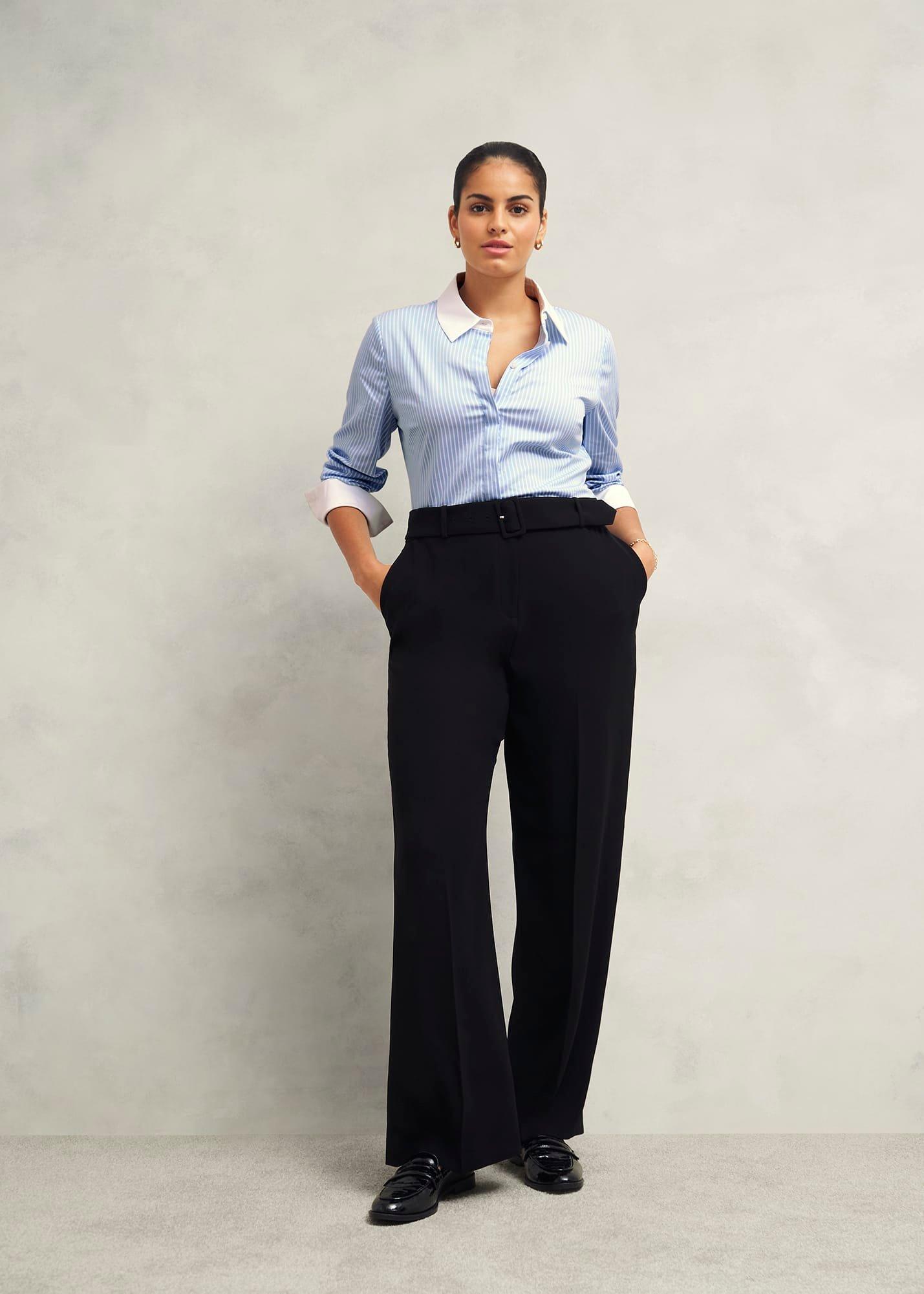 Victoria Cotton Blend Shirt, Pale Blue White, hi-res