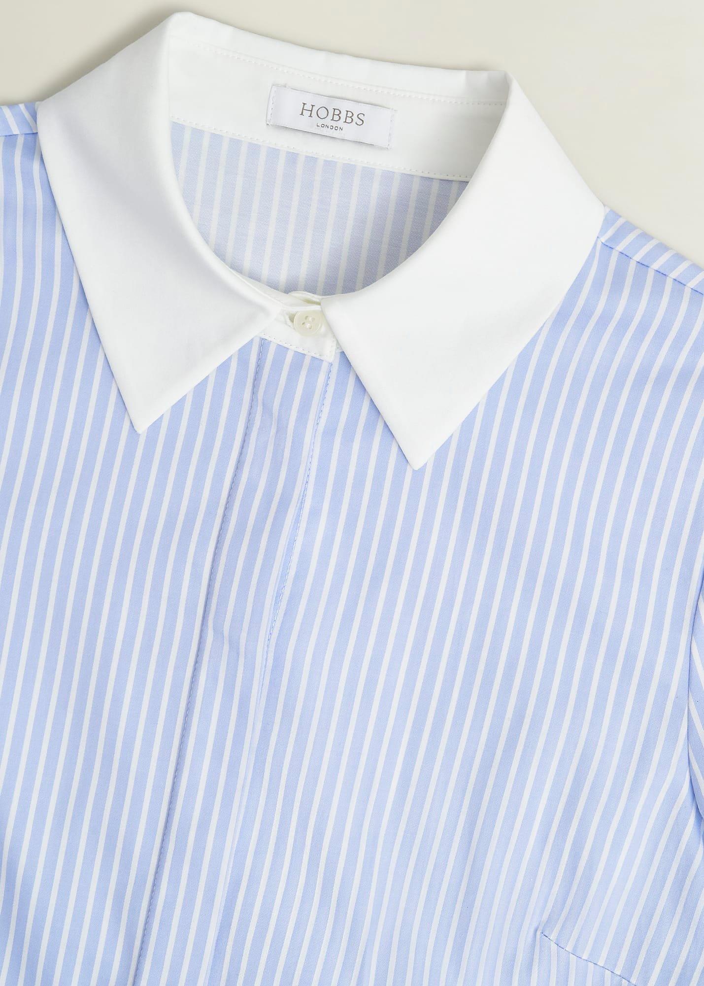 Victoria Cotton Blend Shirt, Pale Blue White, hi-res