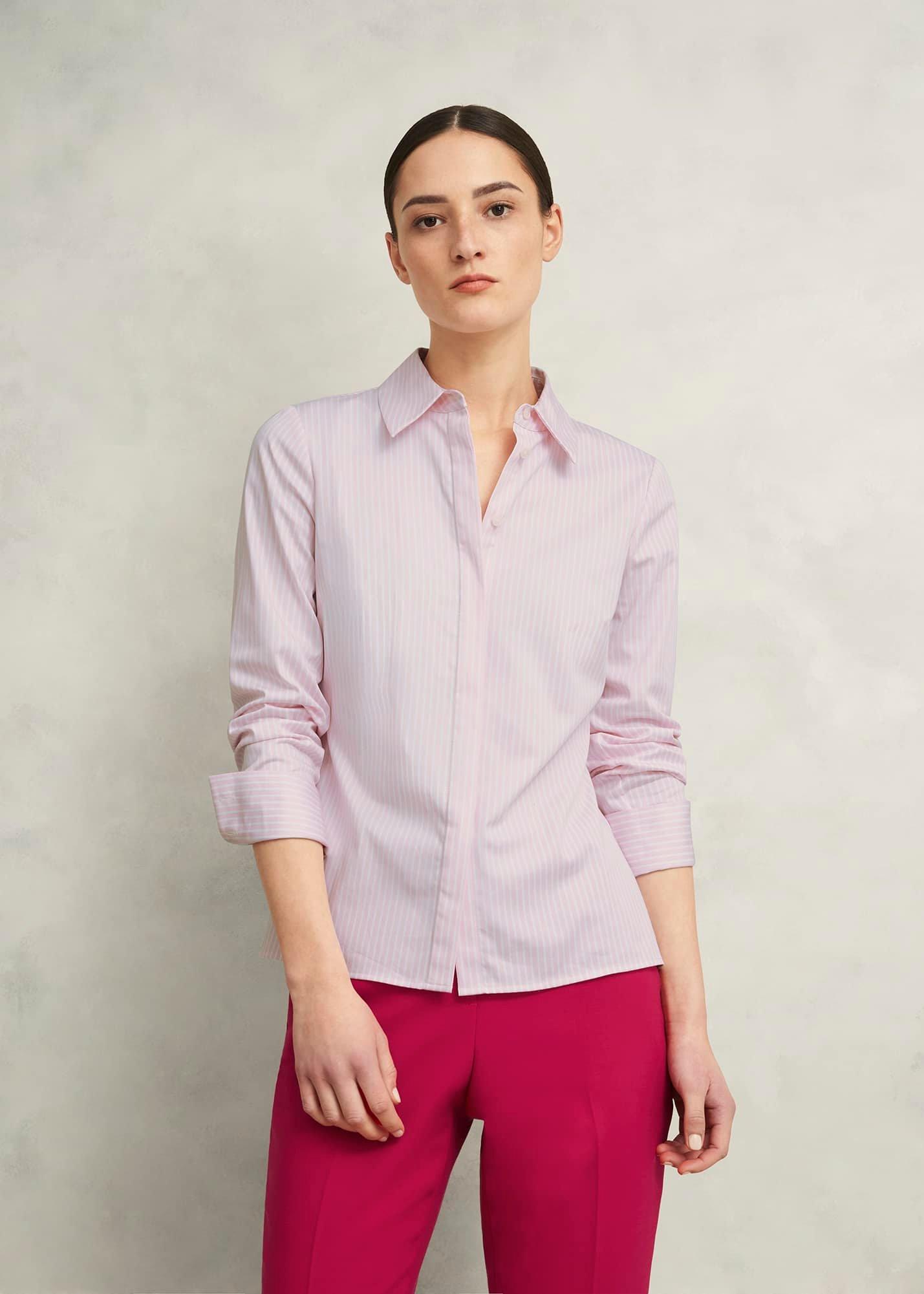 Victoria Cotton Blend Shirt, Pink White, hi-res