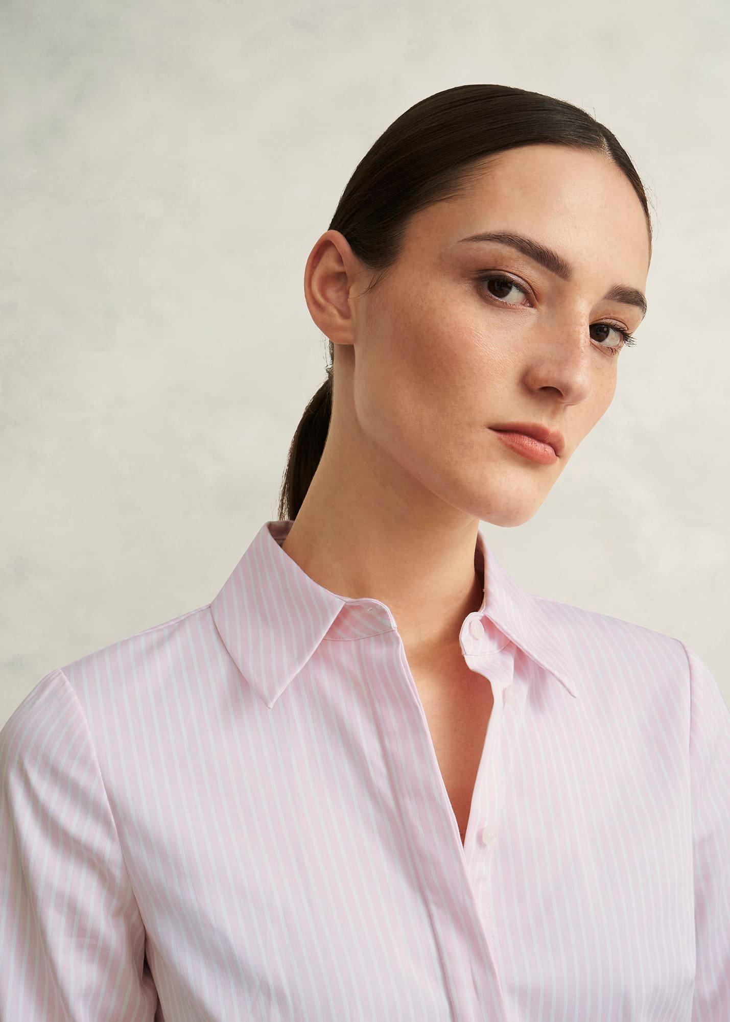 Victoria Cotton Blend Shirt, Pink White, hi-res