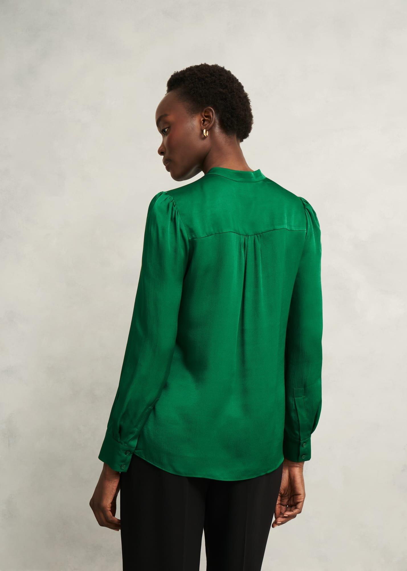 Jade Satin Blouse, Verdant Green, hi-res