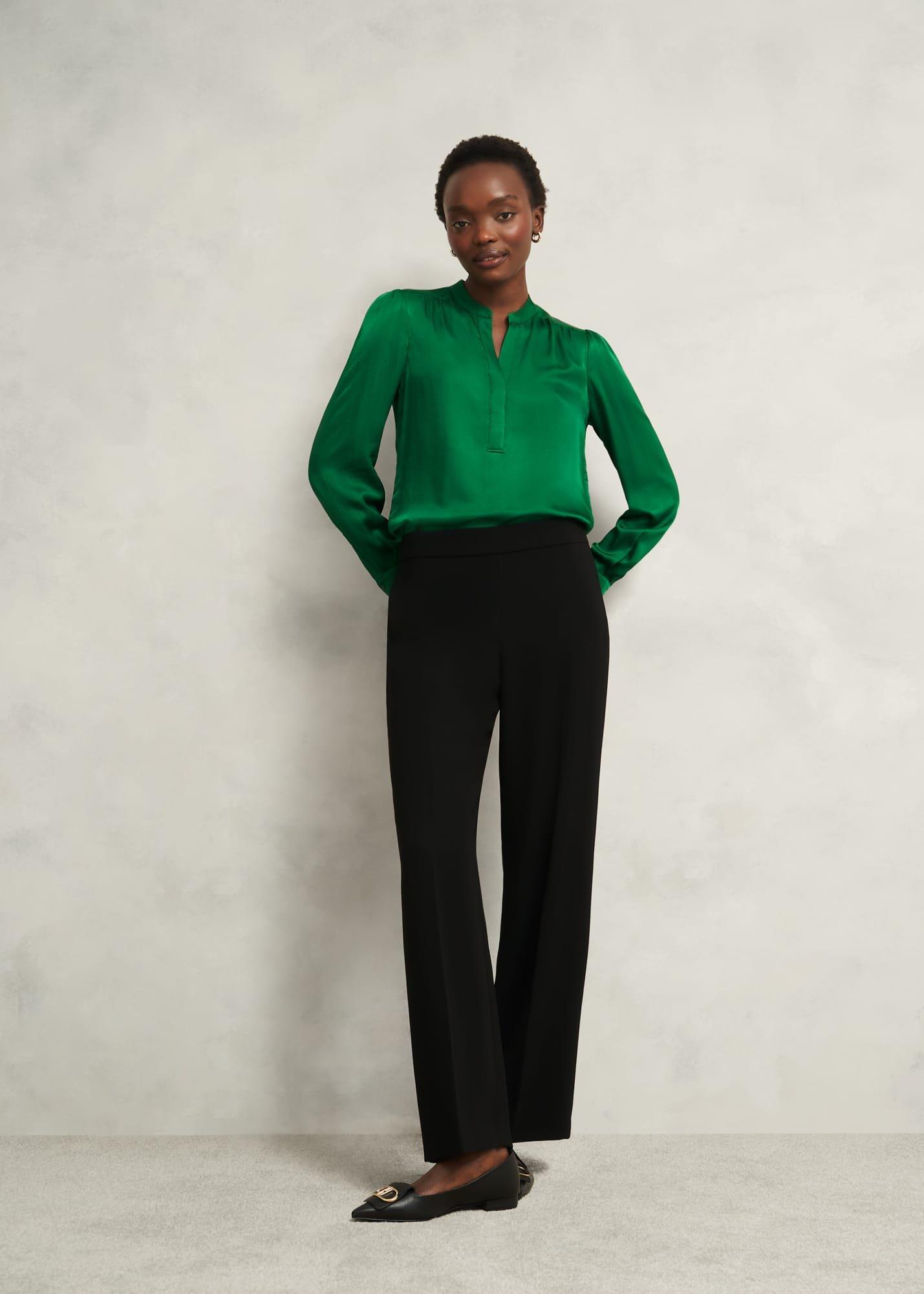 Jade Satin Blouse, Verdant Green, hi-res