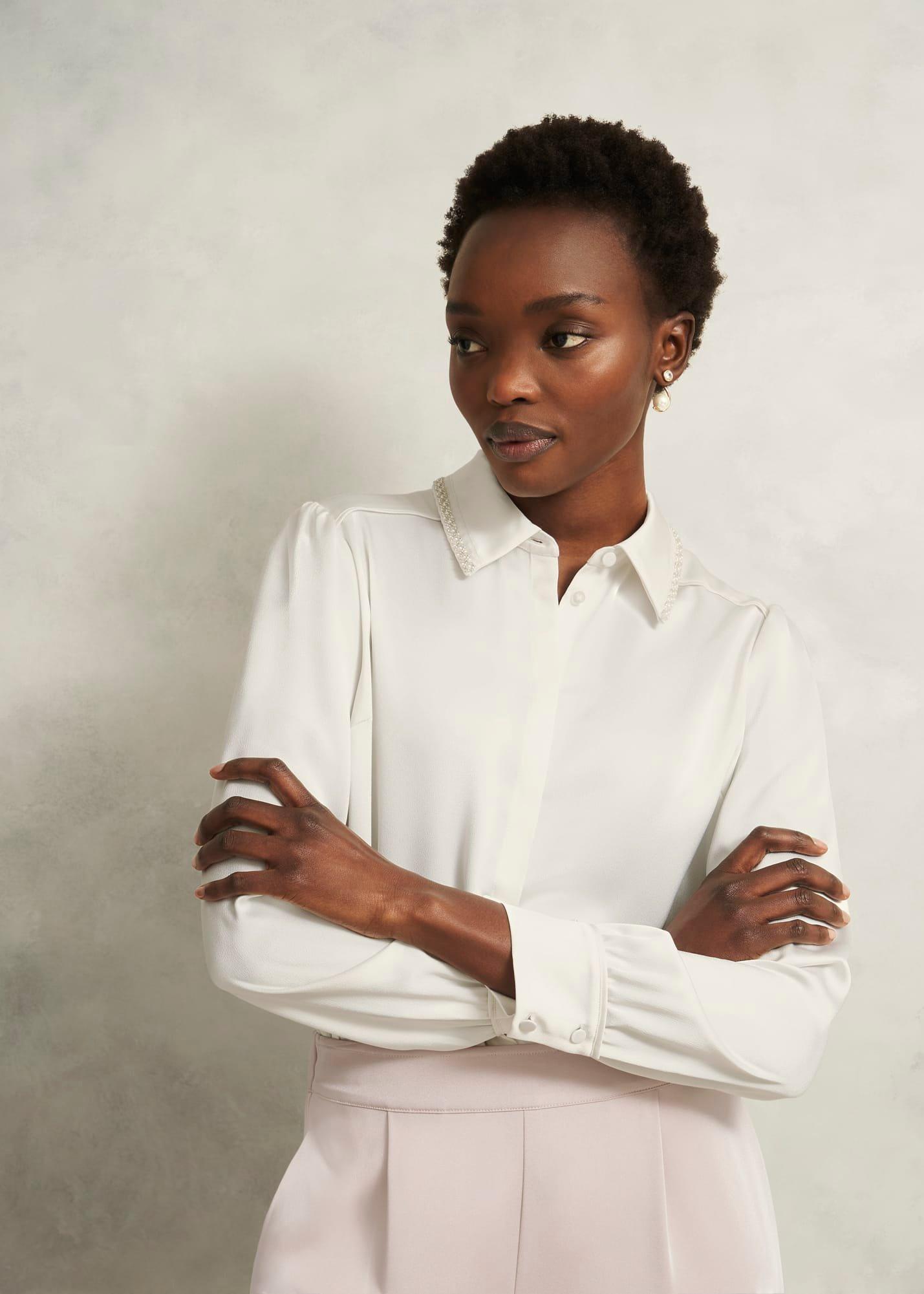 Maisey Embelished Shirt, Ivory, hi-res