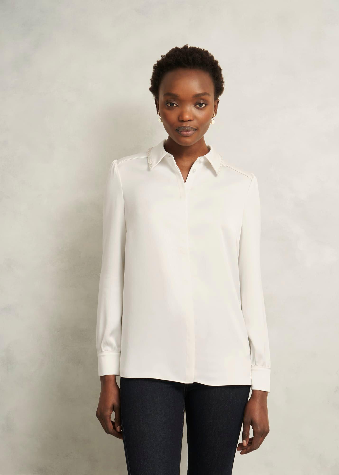 Maisey Embelished Shirt, Ivory, hi-res