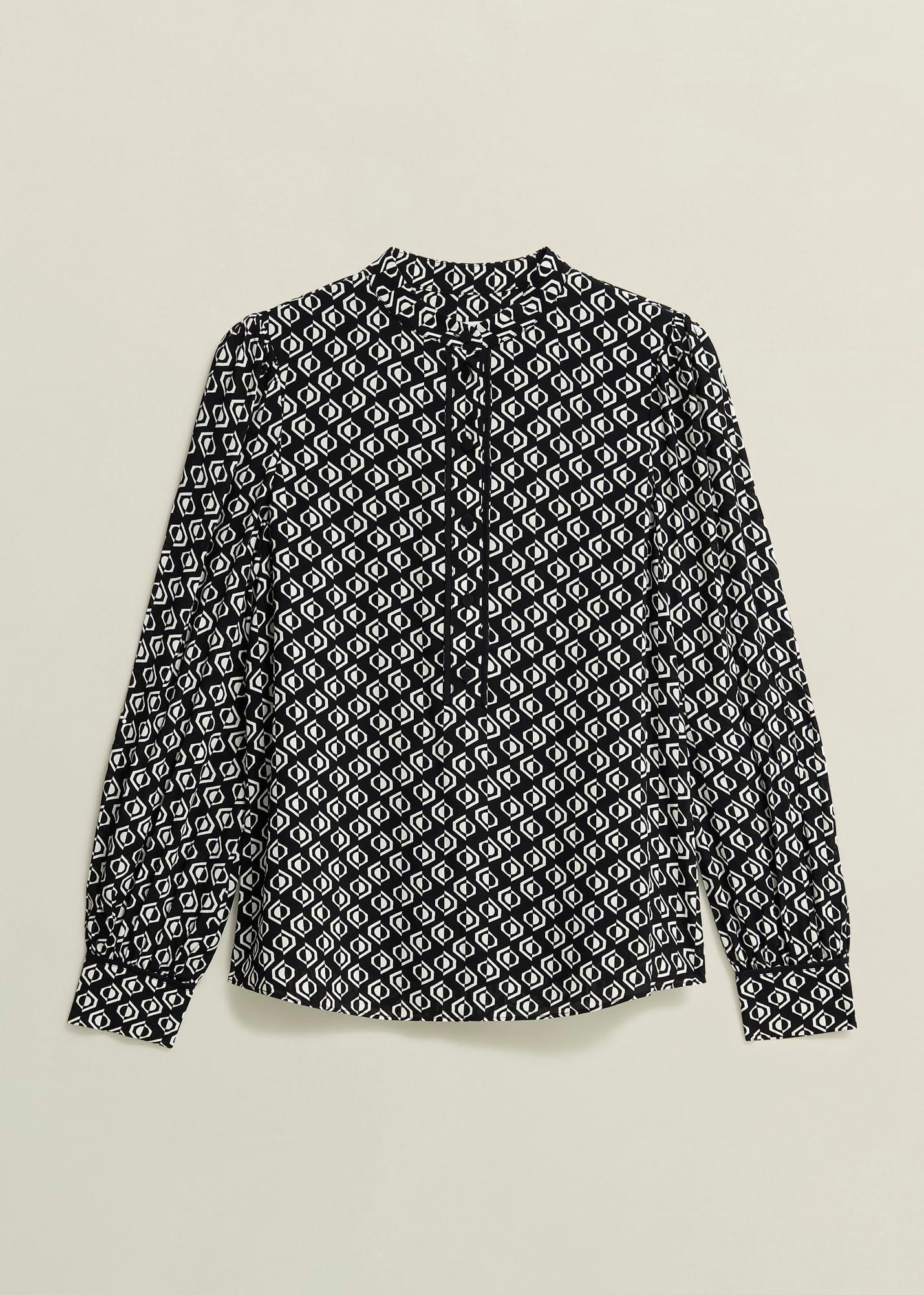 Alba Blouse, Black Cream, hi-res