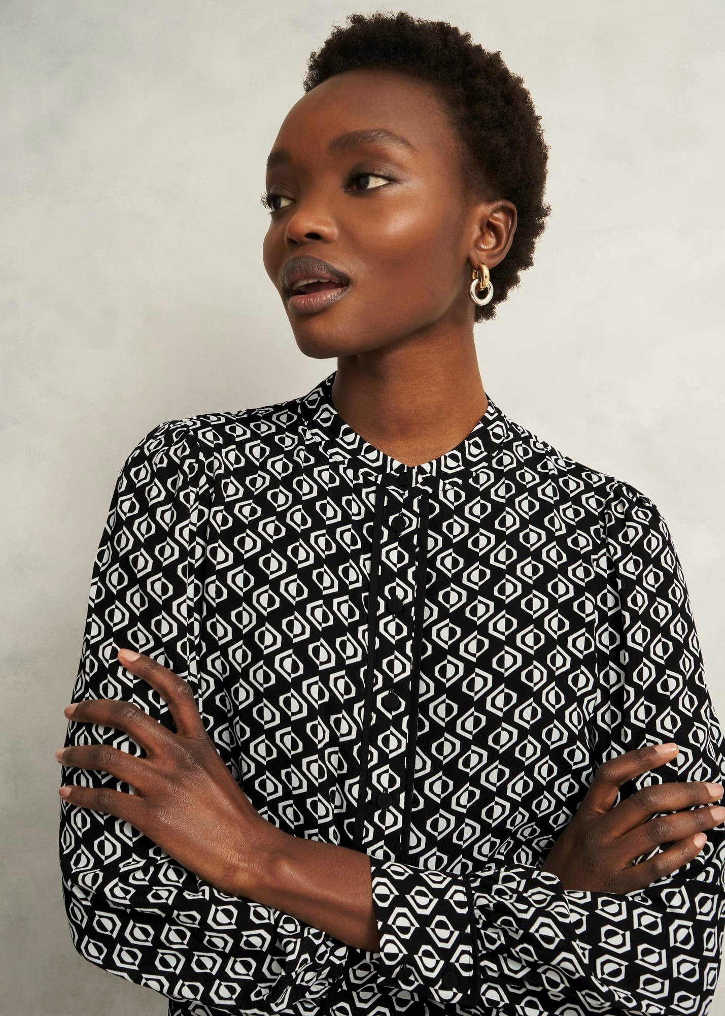 Alba Blouse, Black Cream, hi-res