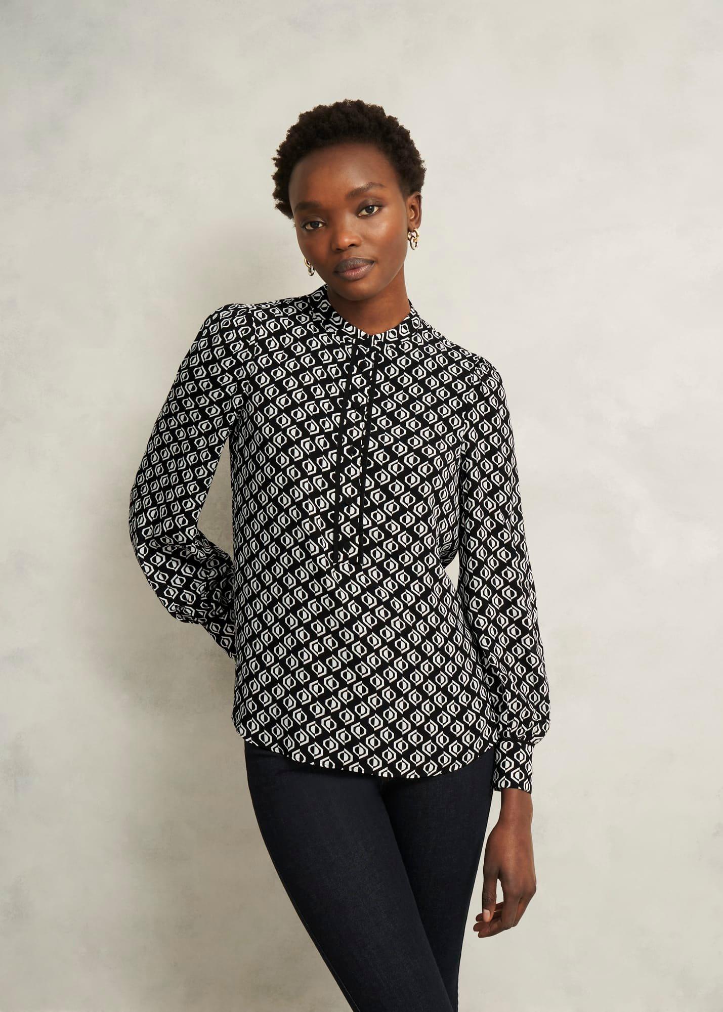 Alba Blouse, Black Cream, hi-res