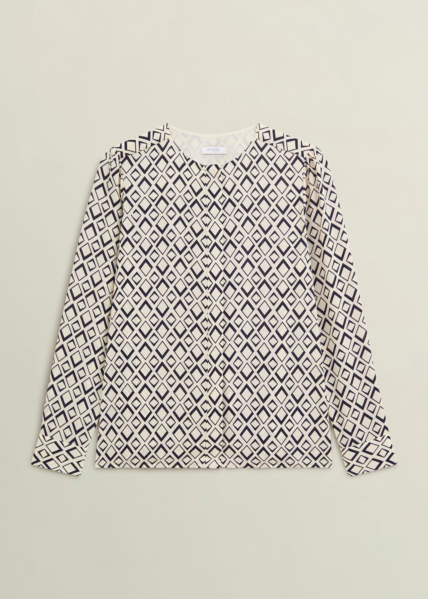 Ava Blouse, Cream Navy, hi-res