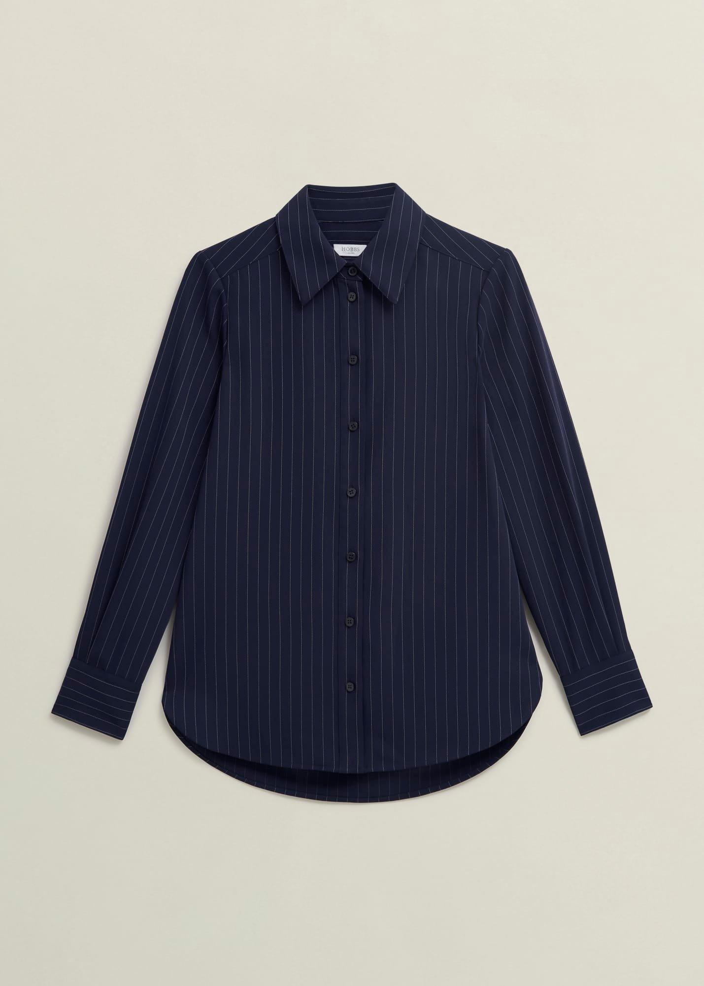 Hadley Pinstripe Shirt, Midnight Ivory, hi-res