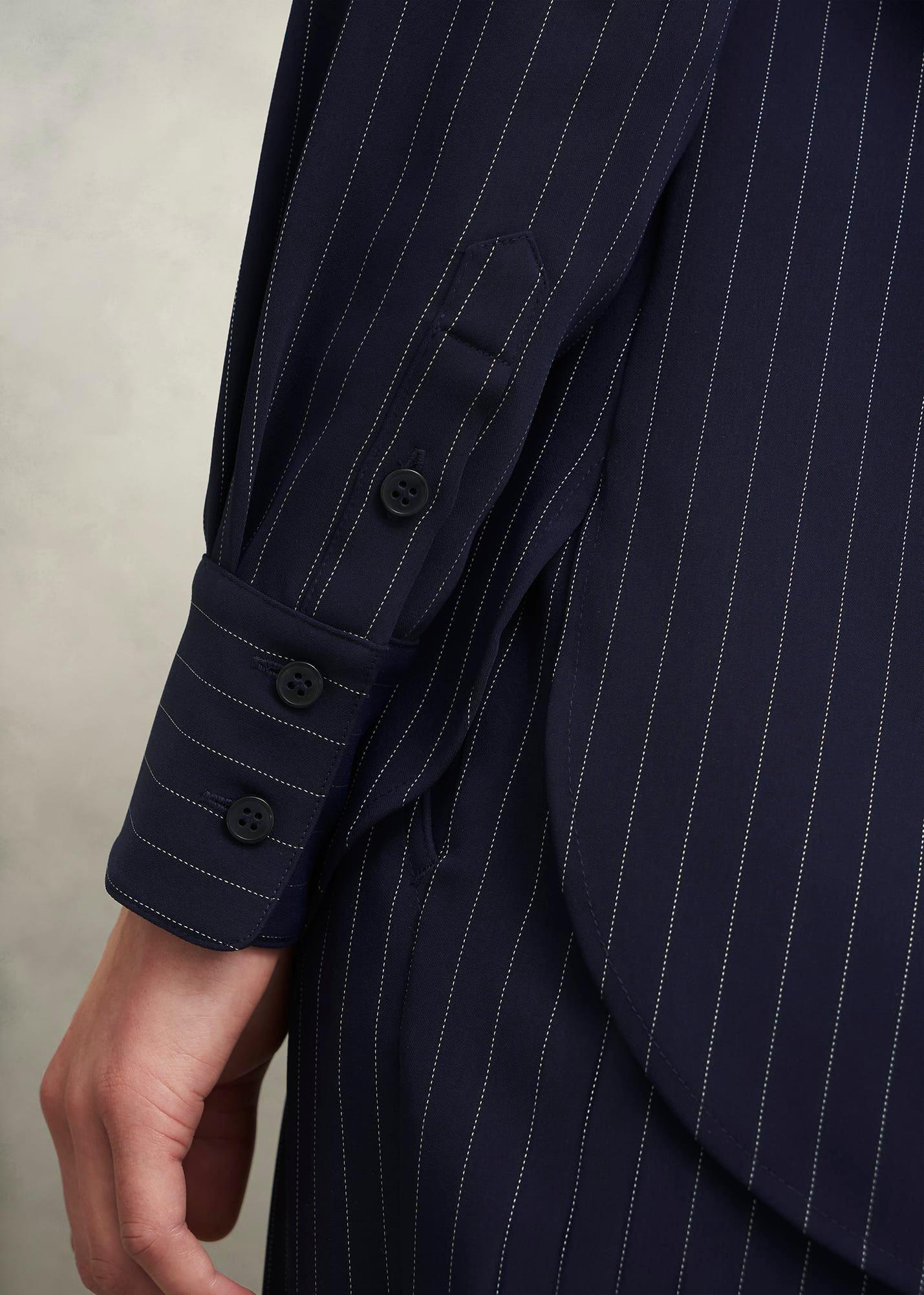 Hadley Pinstripe Shirt, Midnight Ivory, hi-res