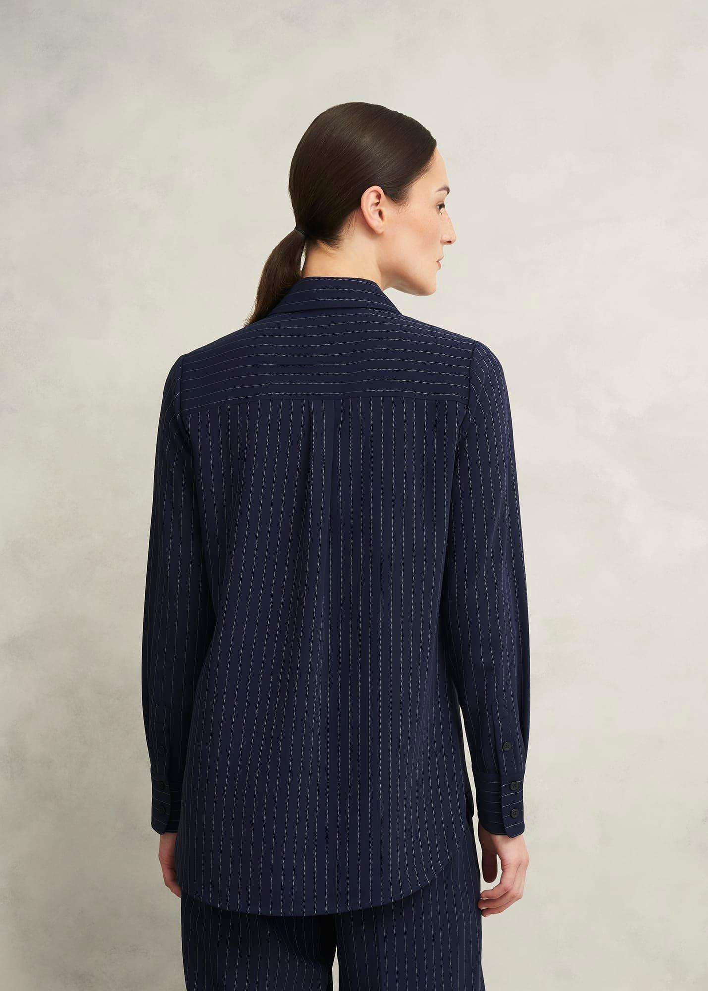 Hadley Pinstripe Shirt, Midnight Ivory, hi-res