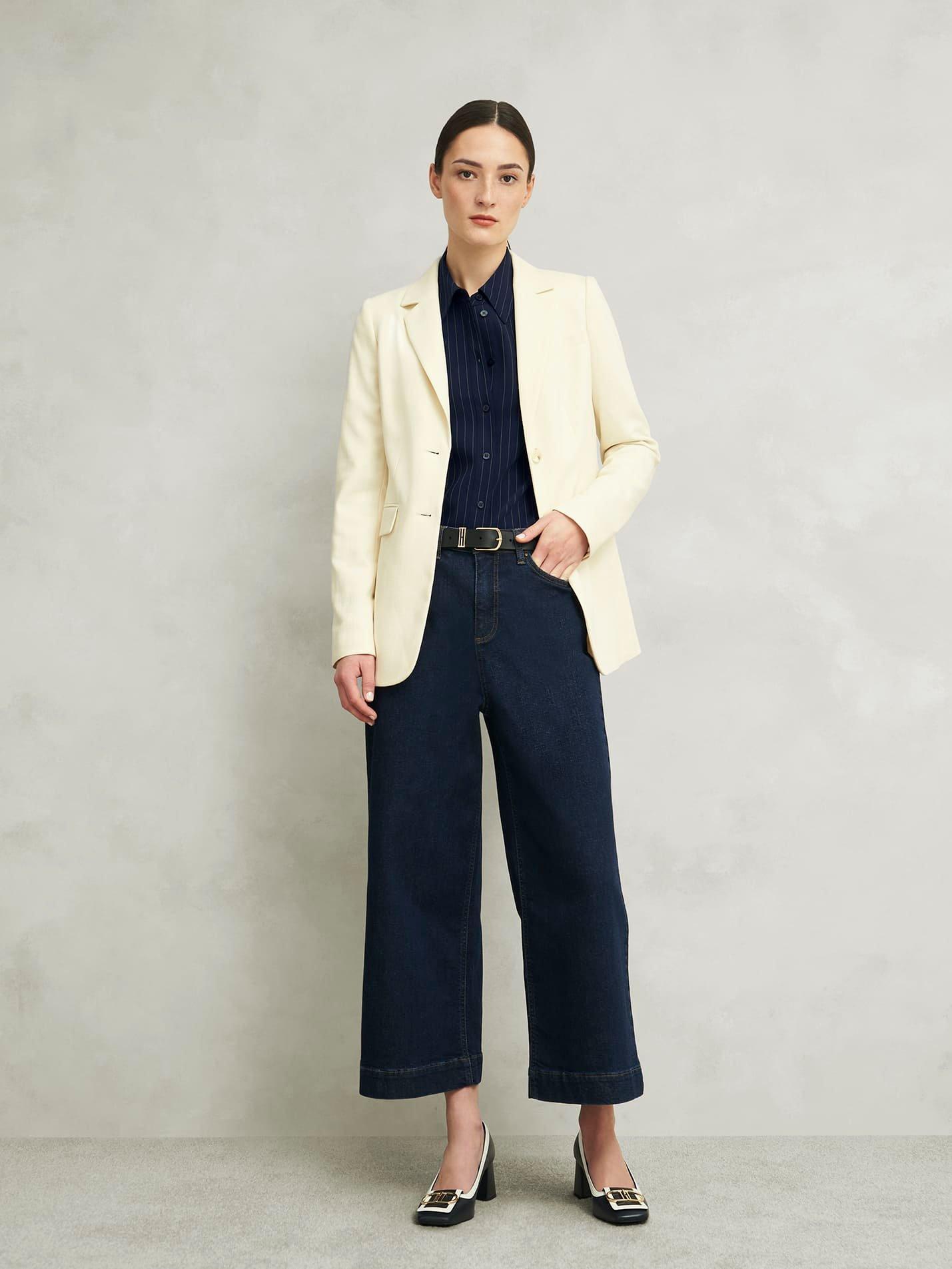 Hadley Pinstripe Shirt, Midnight Ivory, hi-res