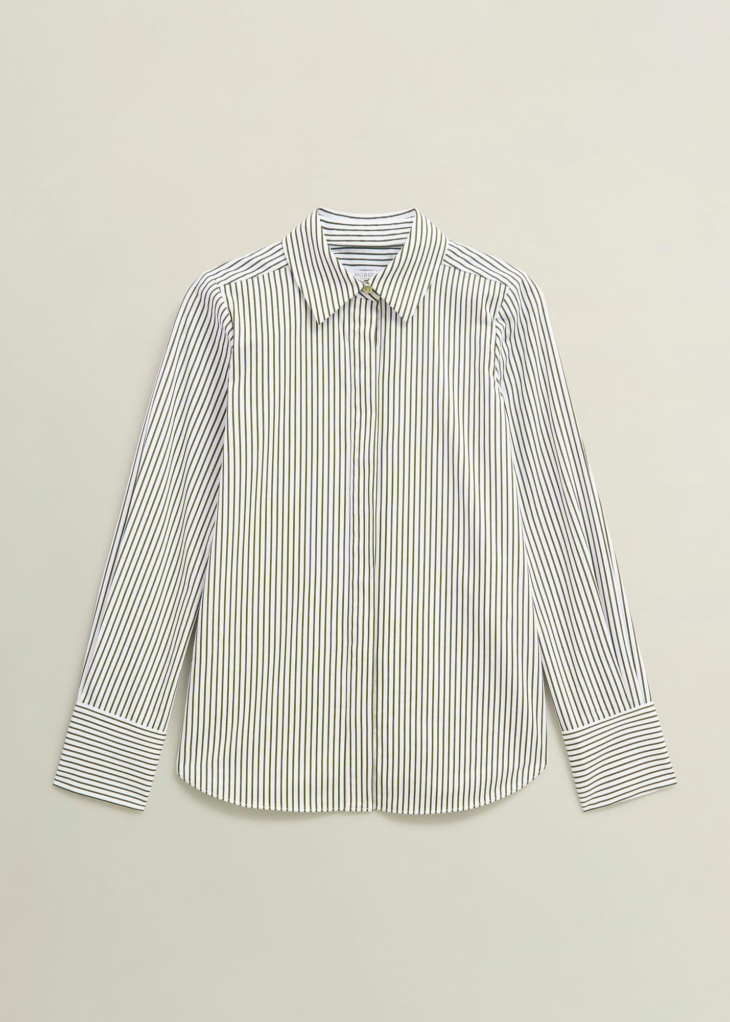 Andra Cotton Blend Shirt, Olive White, hi-res
