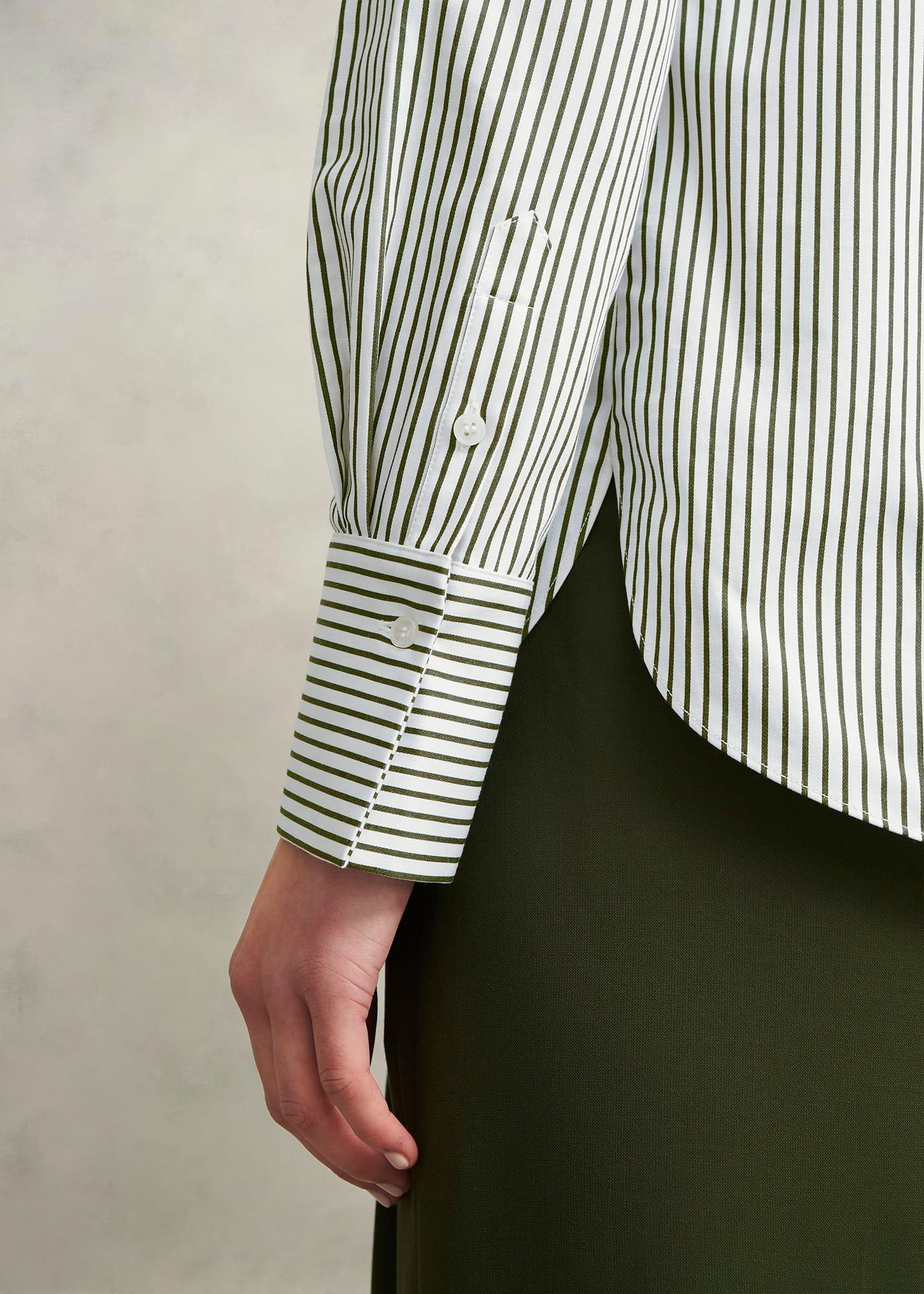 Andra Cotton Blend Shirt, Olive White, hi-res