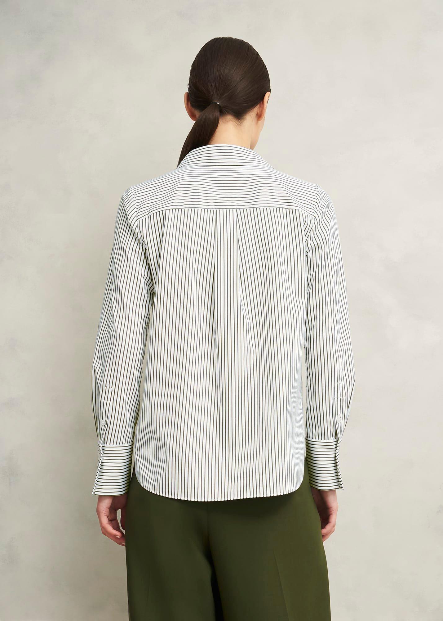 Andra Cotton Blend Shirt, Olive White, hi-res