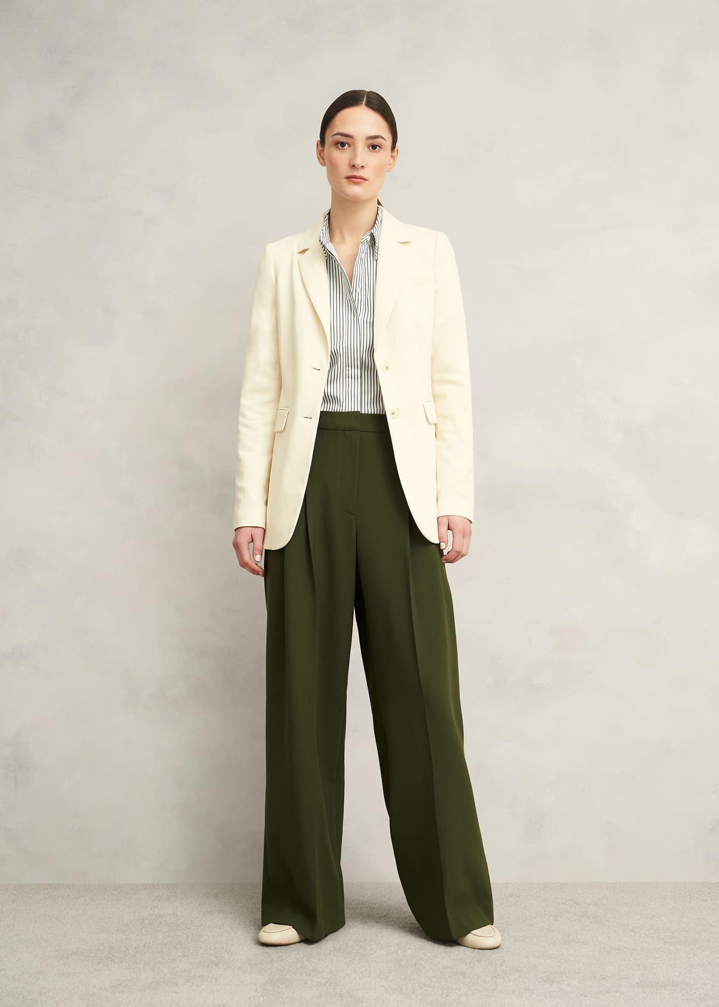 Andra Cotton Blend Shirt, Olive White, hi-res