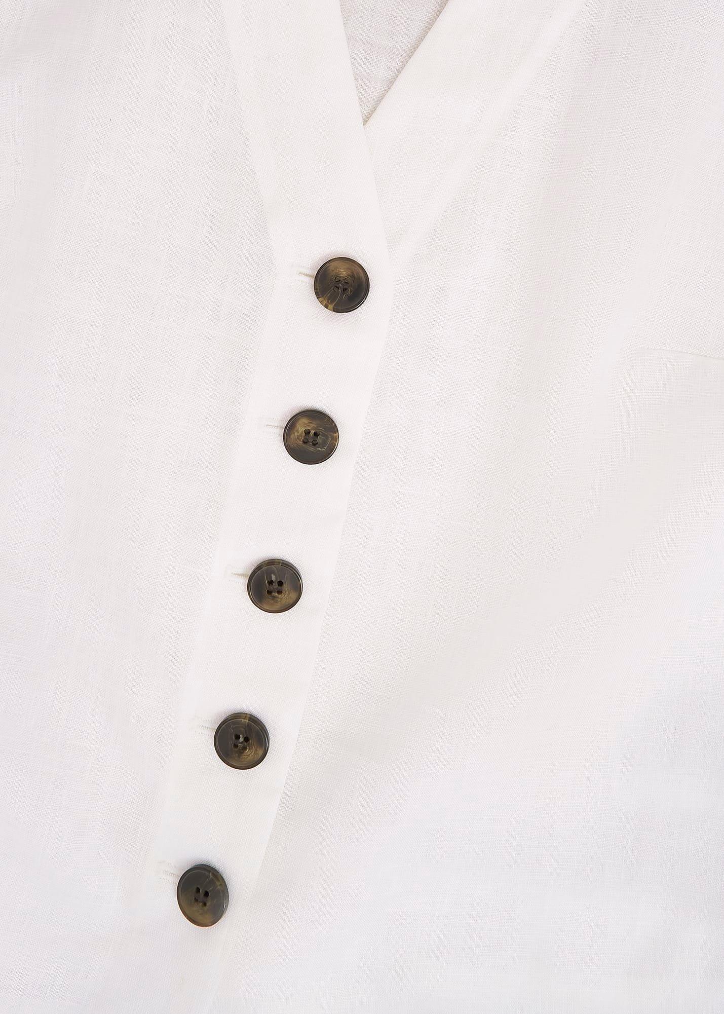 Kaylee Linen Top, White, hi-res