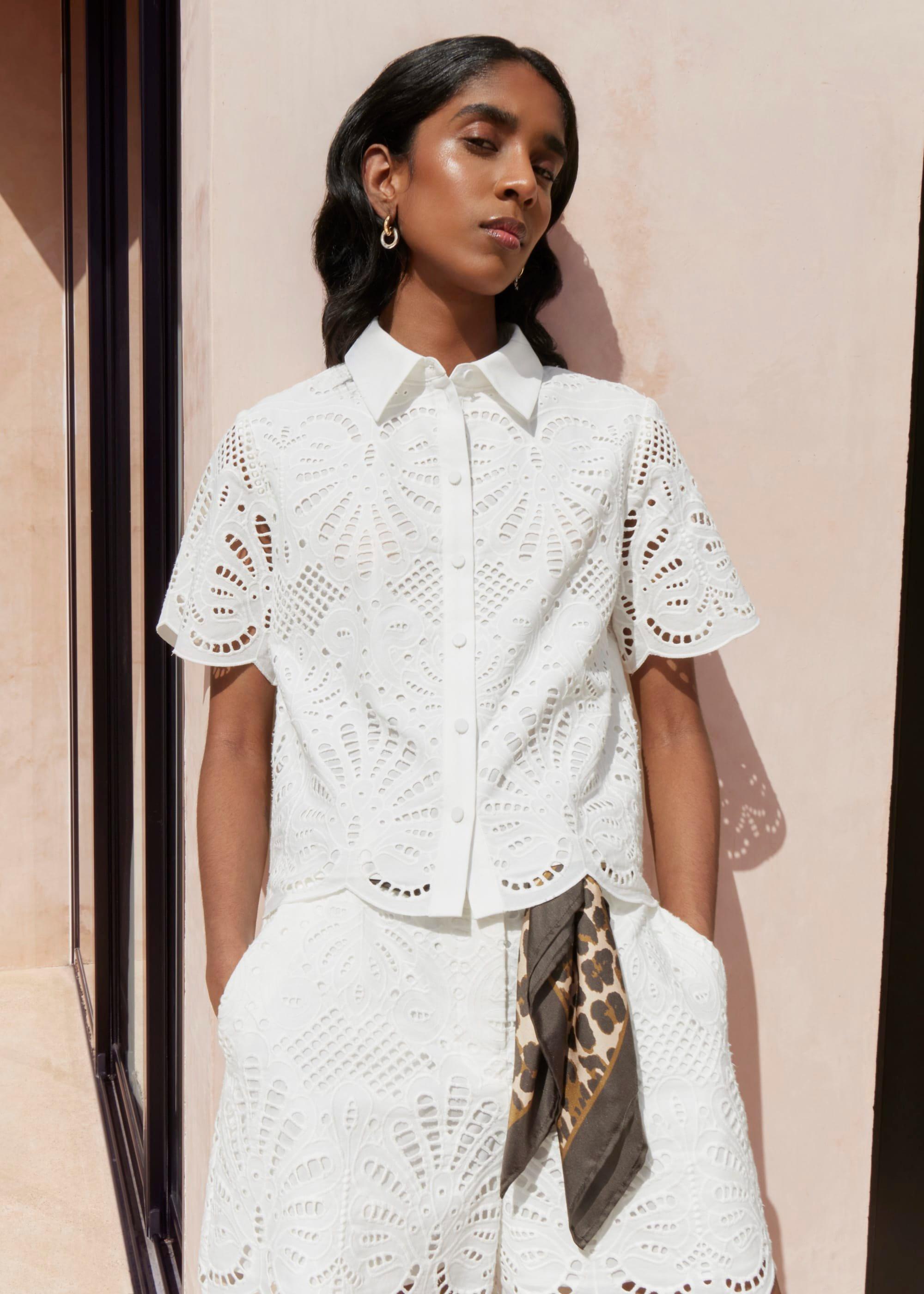 White Buscot Cotton Broderie Shirt