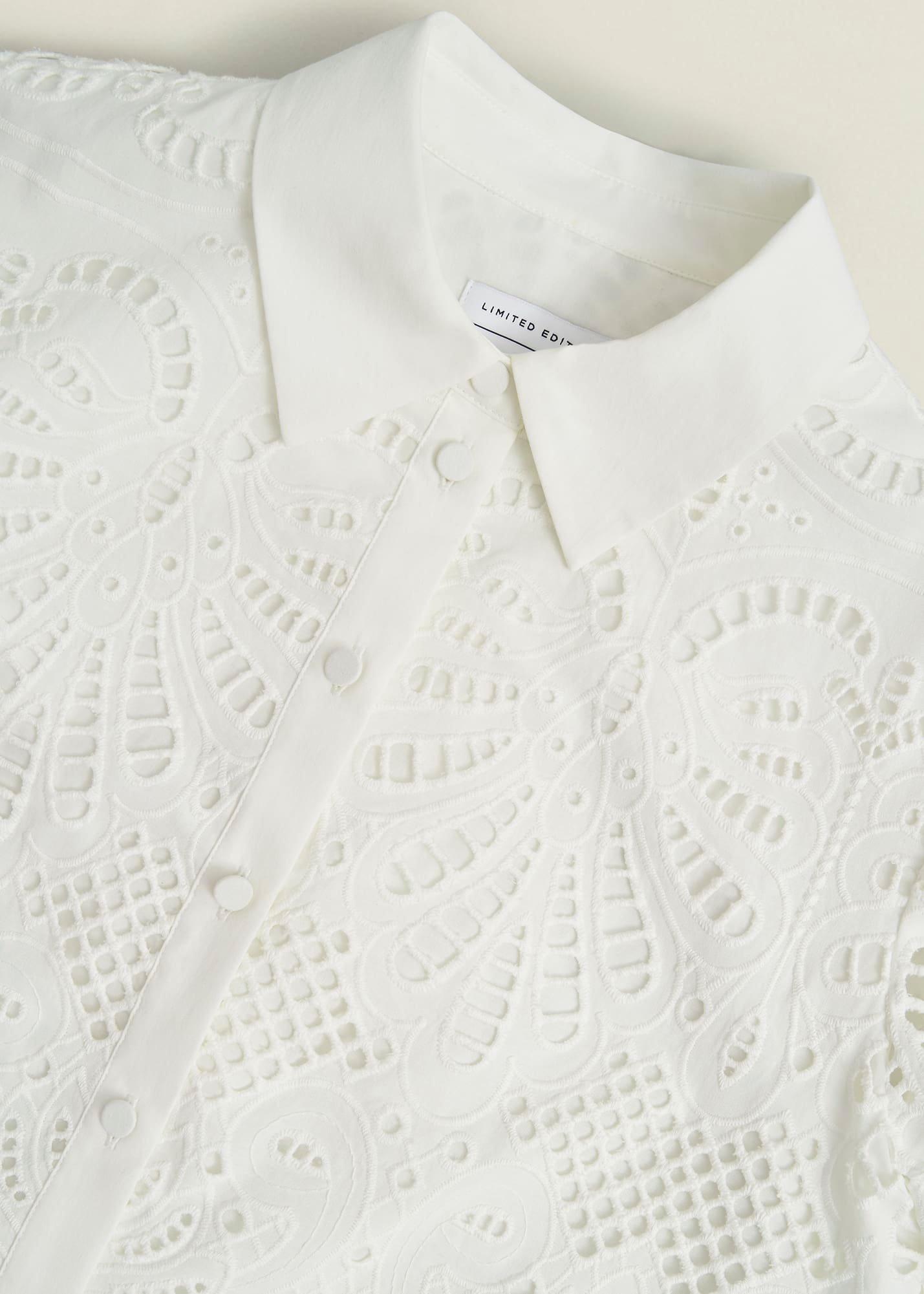 White Buscot Cotton Broderie Shirt, Hobbs White, hi-res