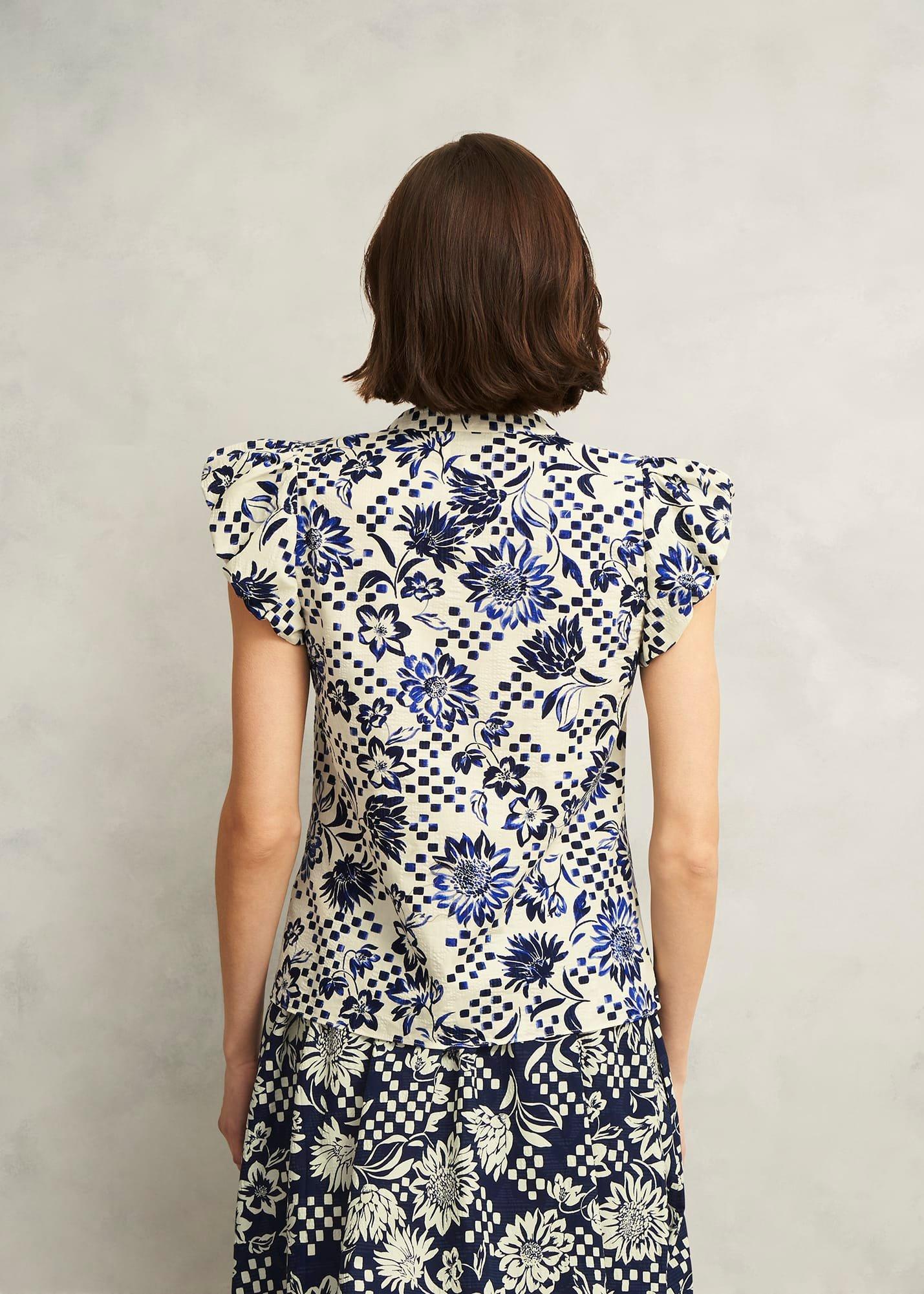 Rousham Cotton Top, Cream Navy, hi-res