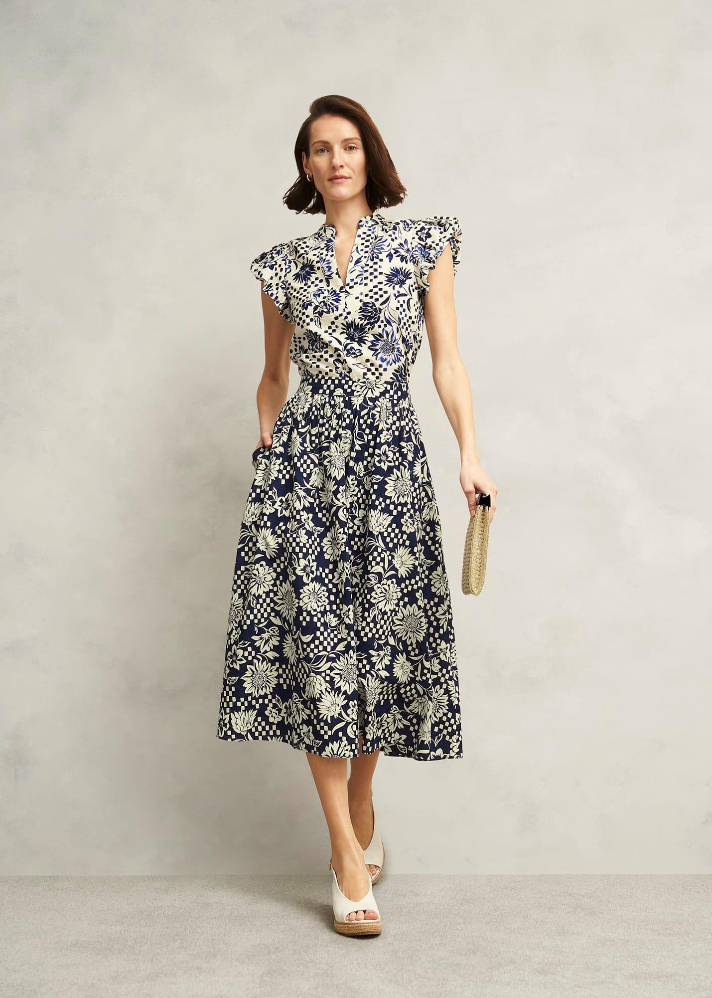 Rousham Cotton Top, Cream Navy, hi-res