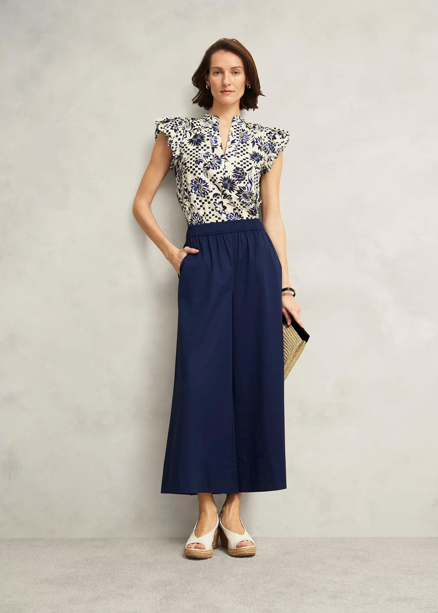 Rousham Cotton Top, Cream Navy, hi-res