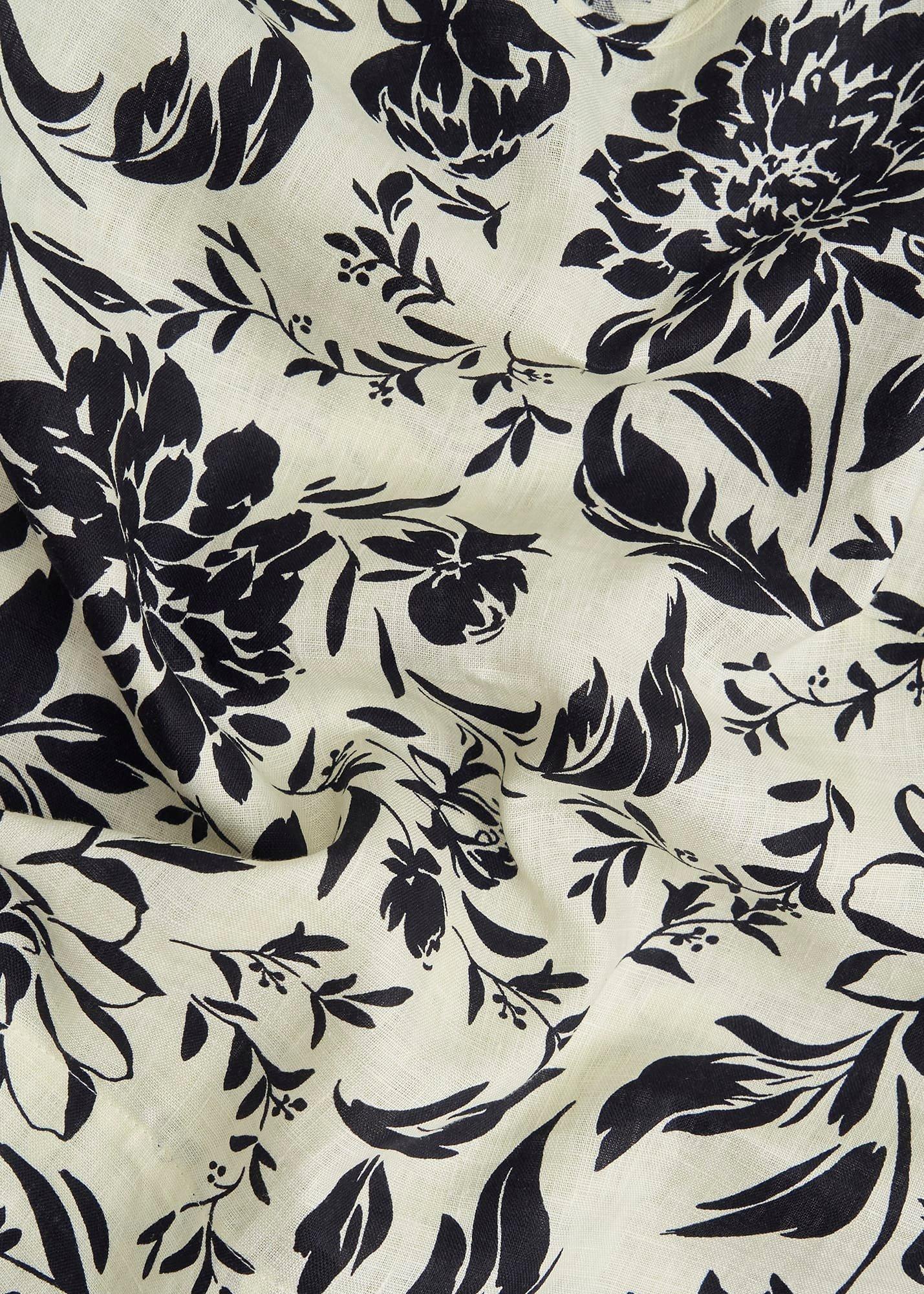 Maura Linen Top, Cream Navy, hi-res