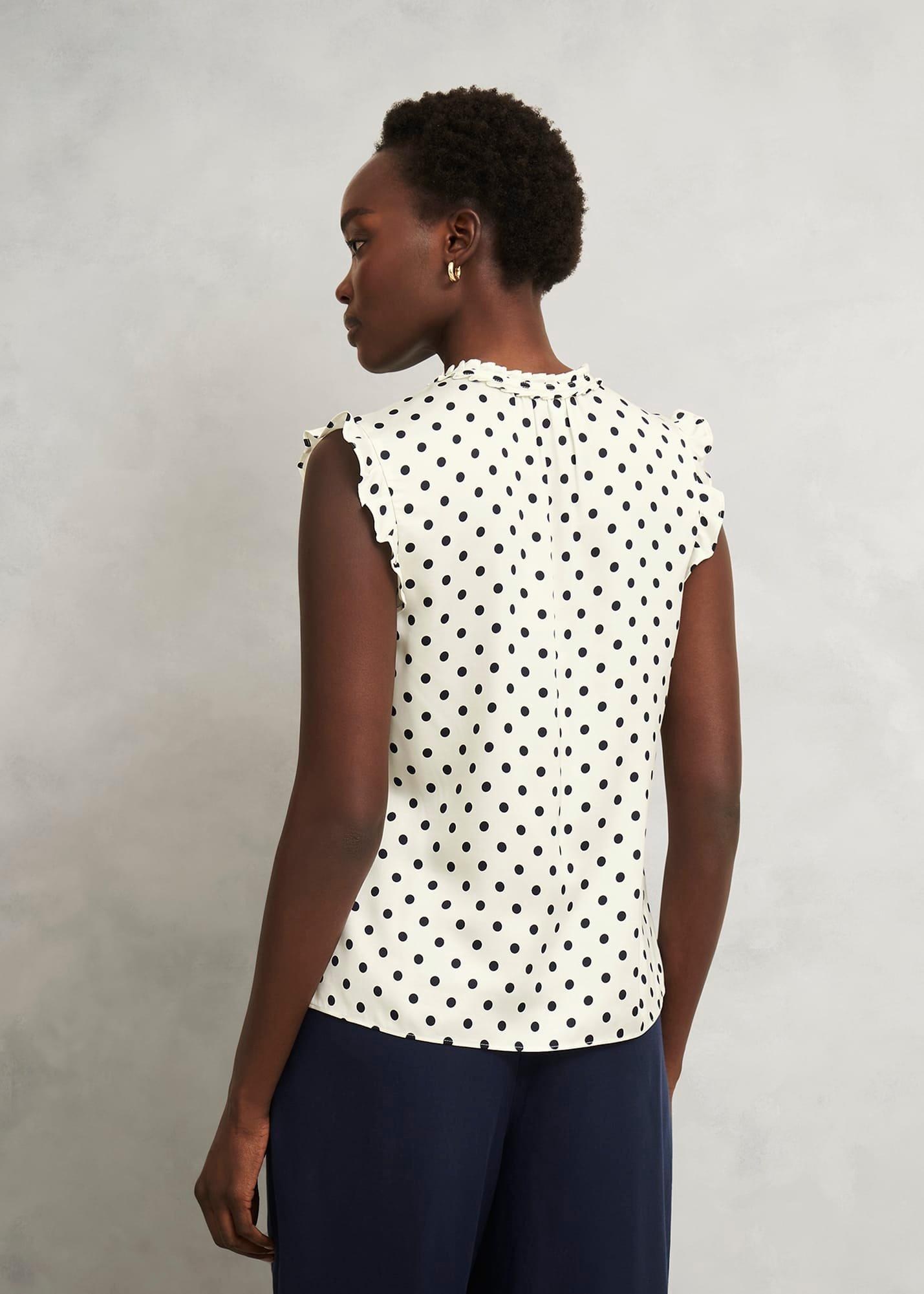 Adriel Blouse, Ivory Navy, hi-res