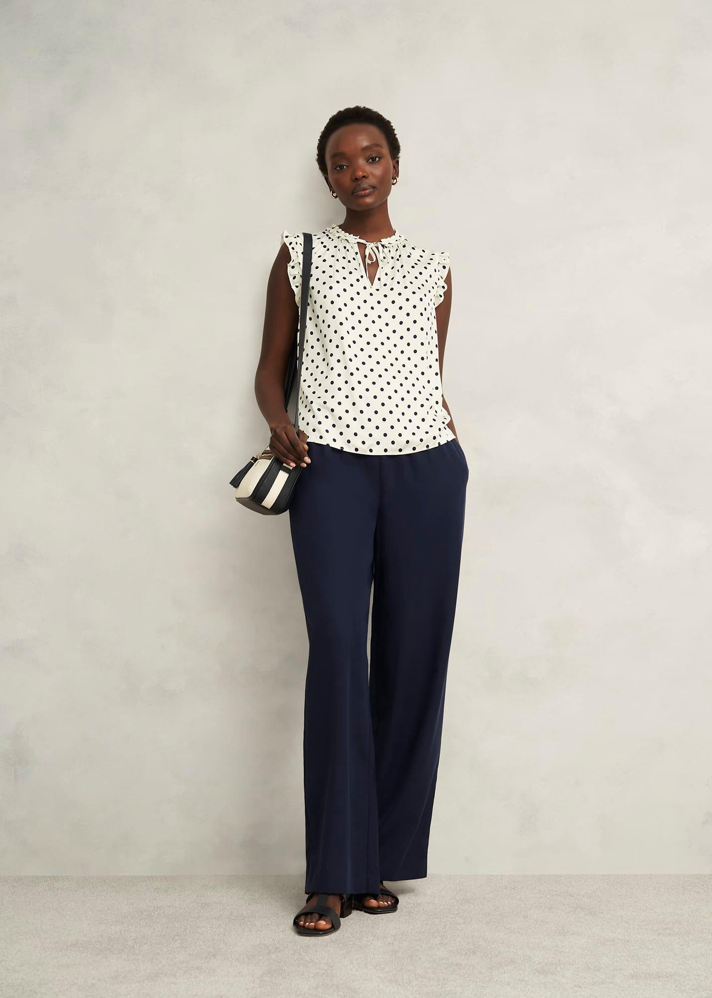 Adriel Blouse, Ivory Navy, hi-res