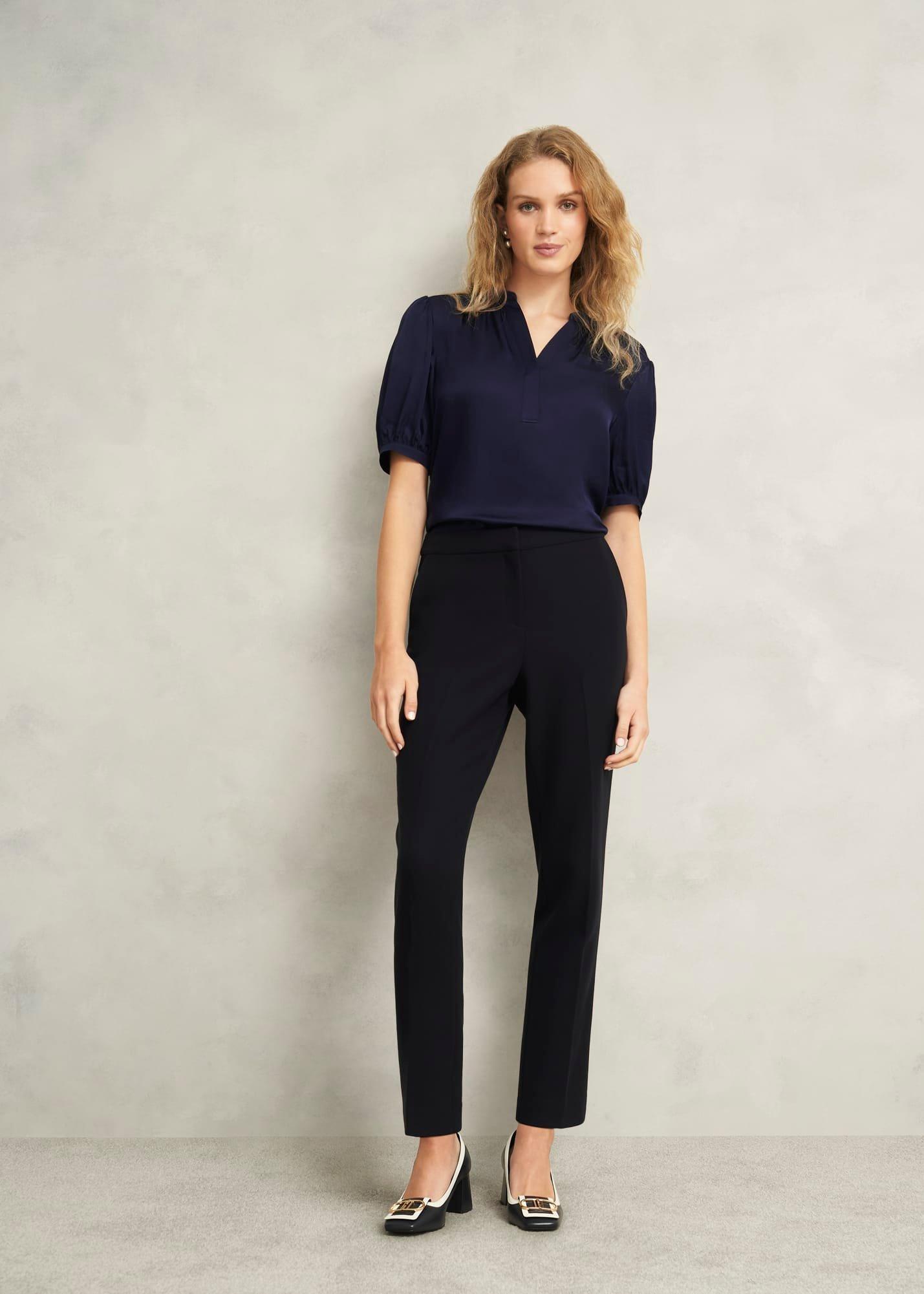 Anastasia Satin Blouse, Midnight, hi-res