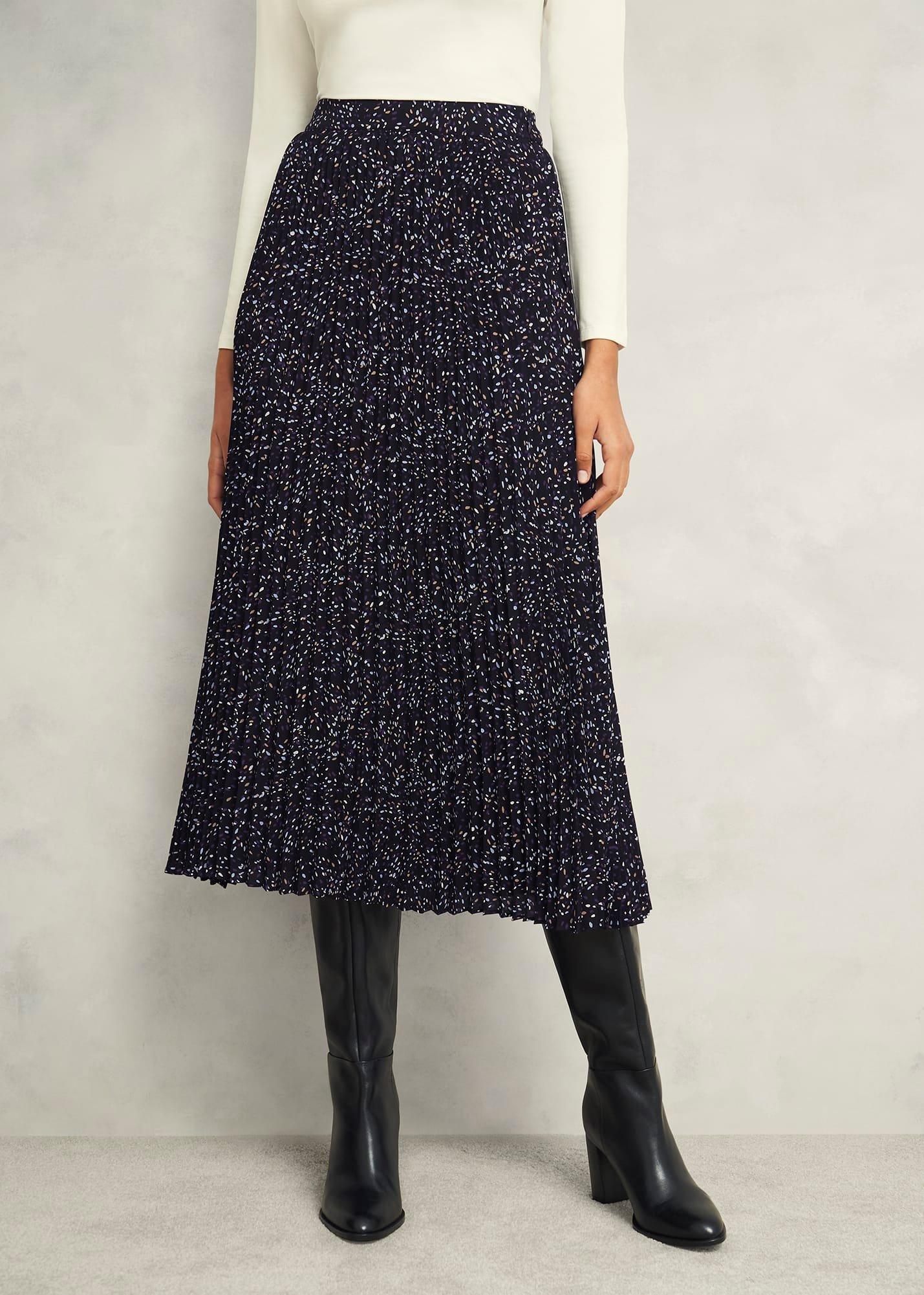 Teia Pleated Skirt, Black Multi, hi-res