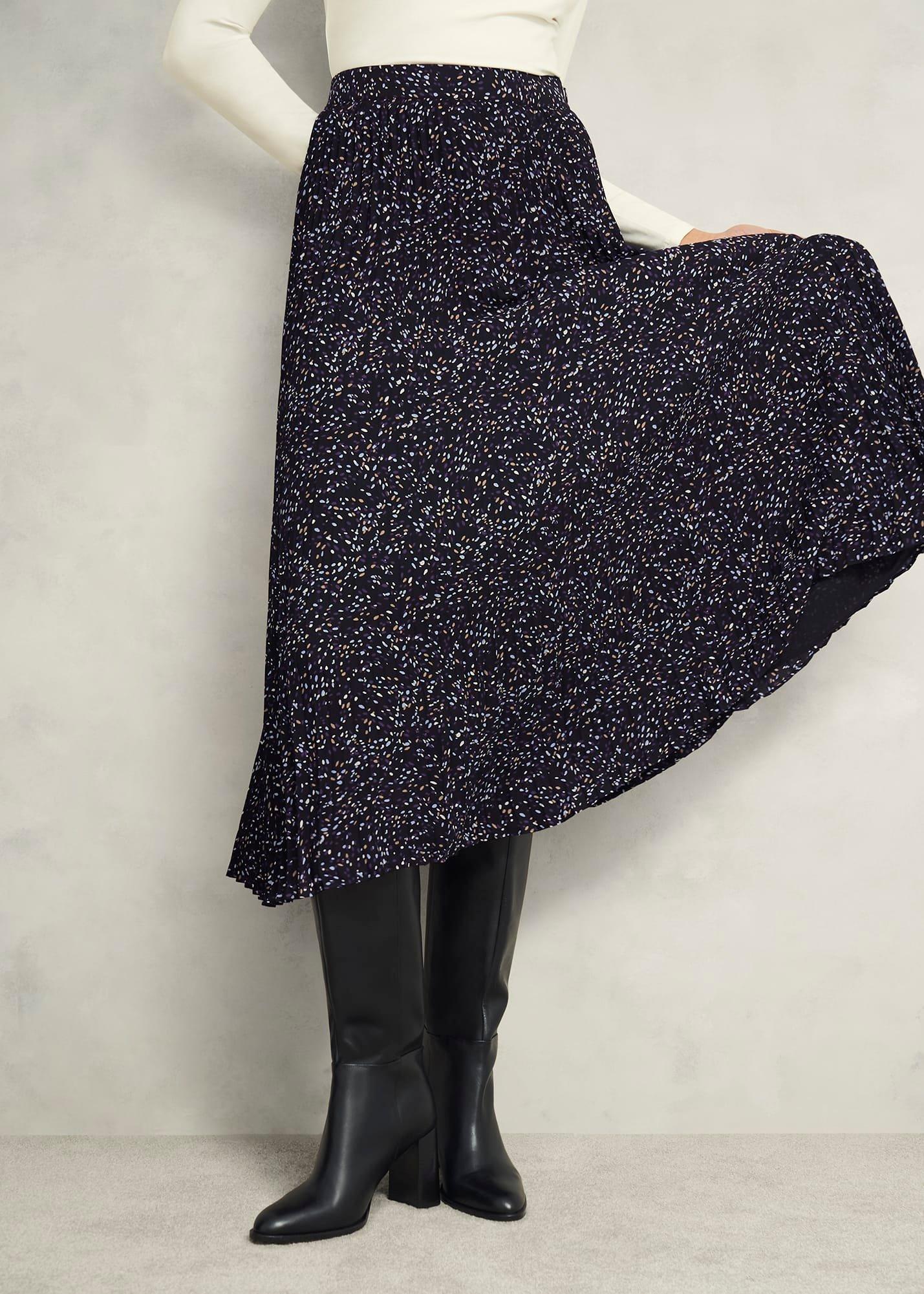 Teia Pleated Skirt, Black Multi, hi-res