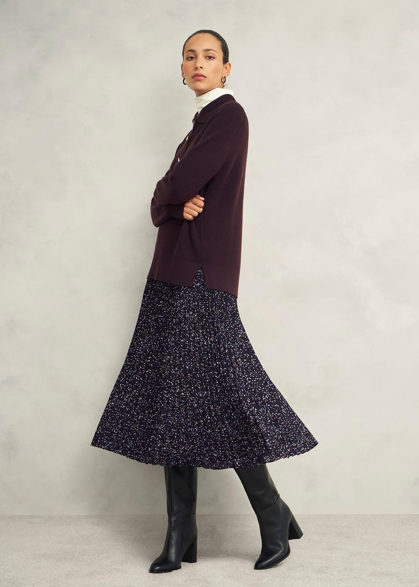 Teia Pleated Skirt, Black Multi, hi-res