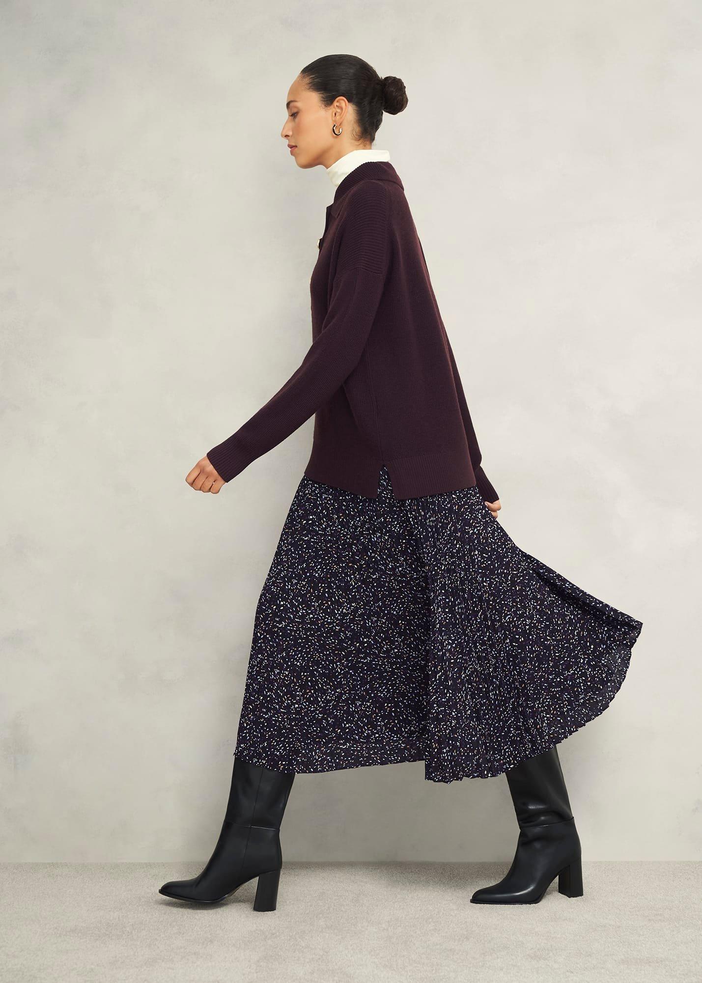 Teia Pleated Skirt, Black Multi, hi-res