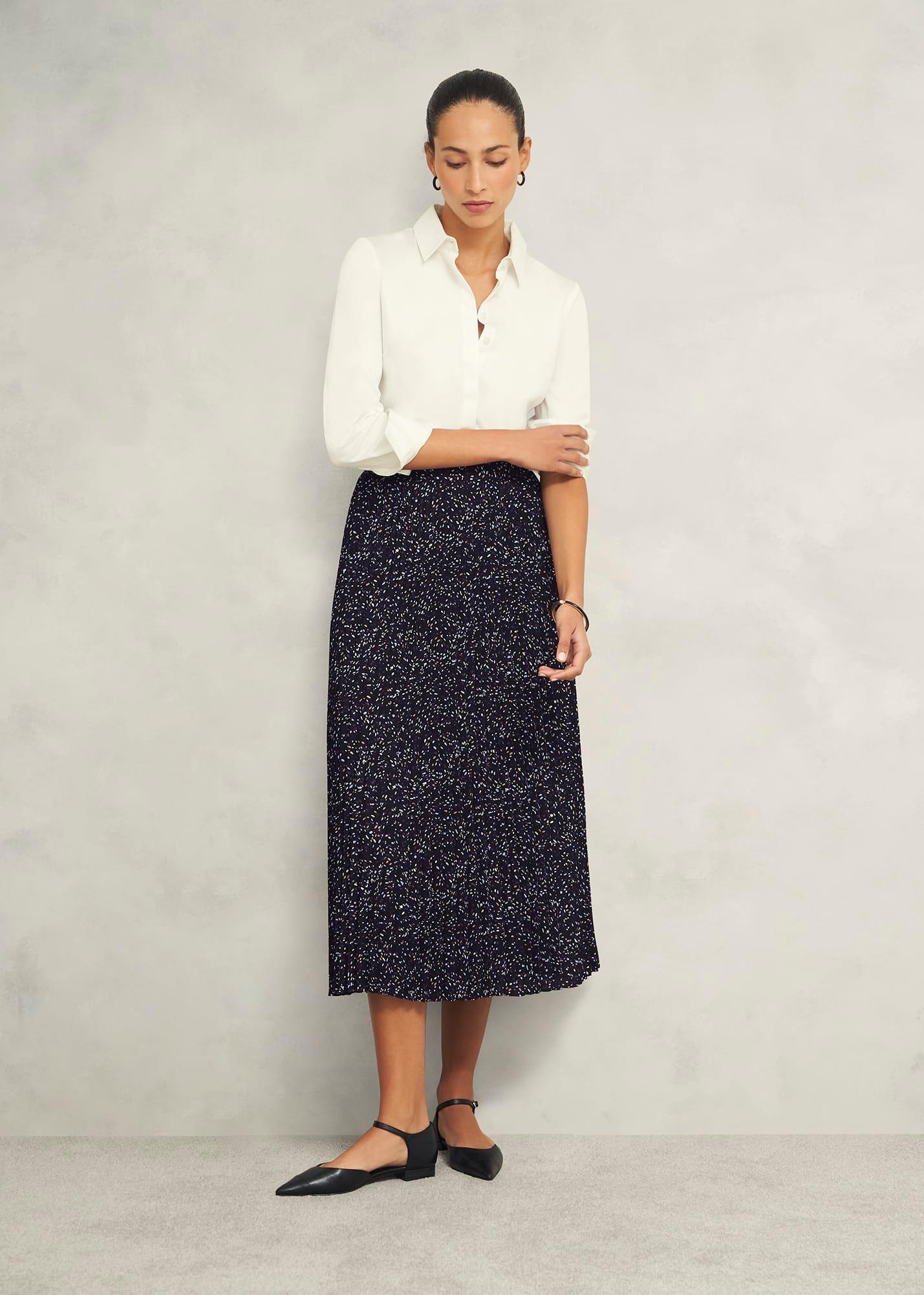 Teia Pleated Skirt, Black Multi, hi-res