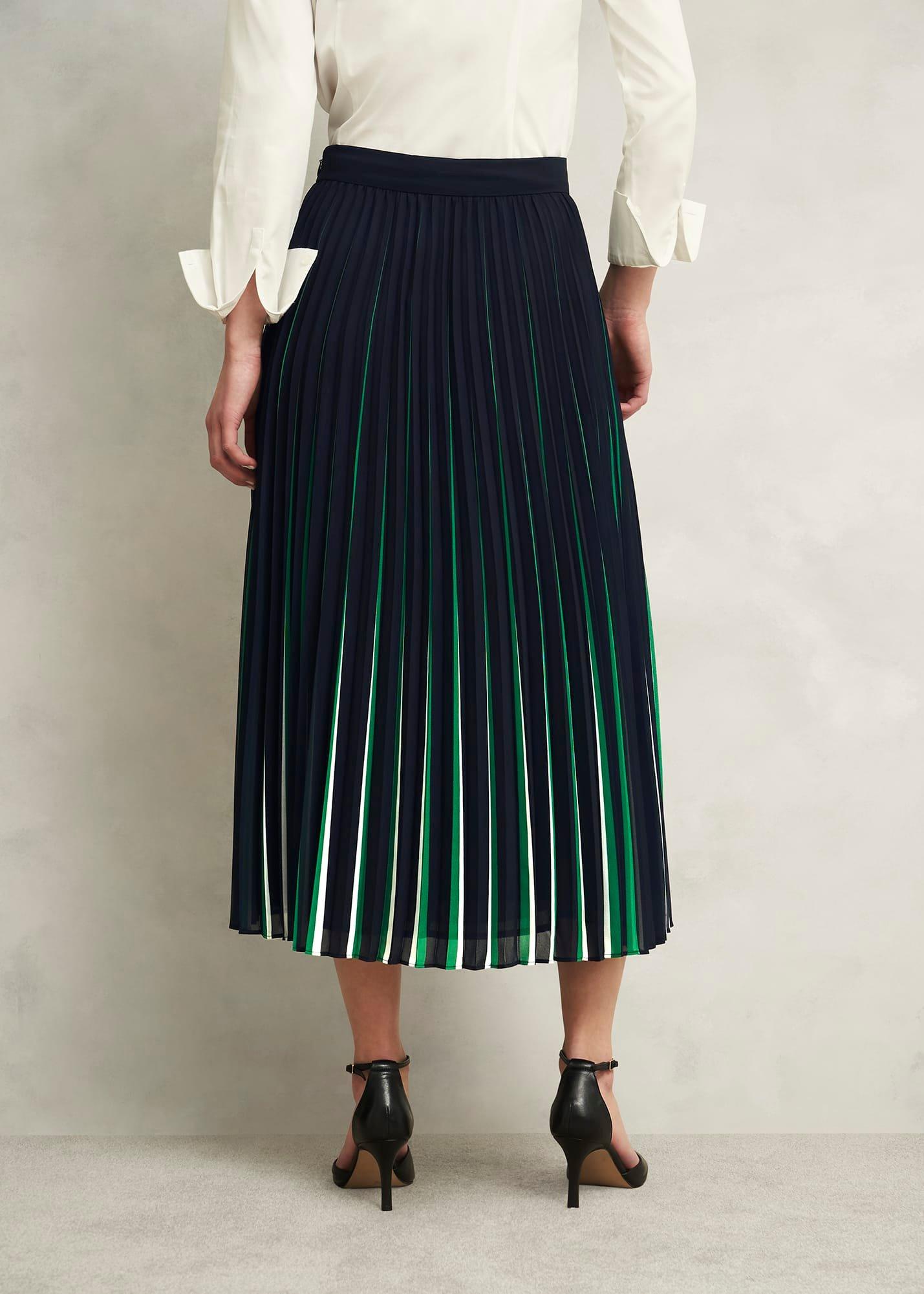 Vida Pleated Skirt, Navy Green, hi-res