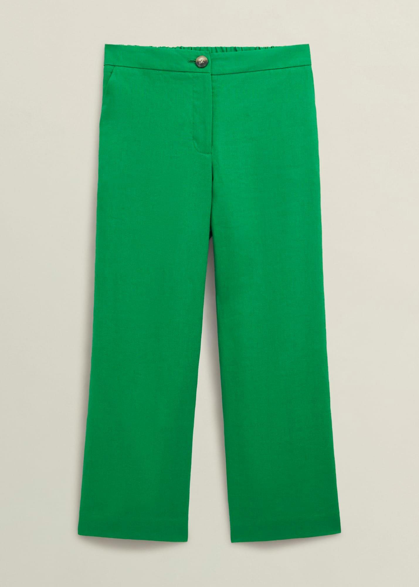 Lillie Linen Trousers, Green, hi-res