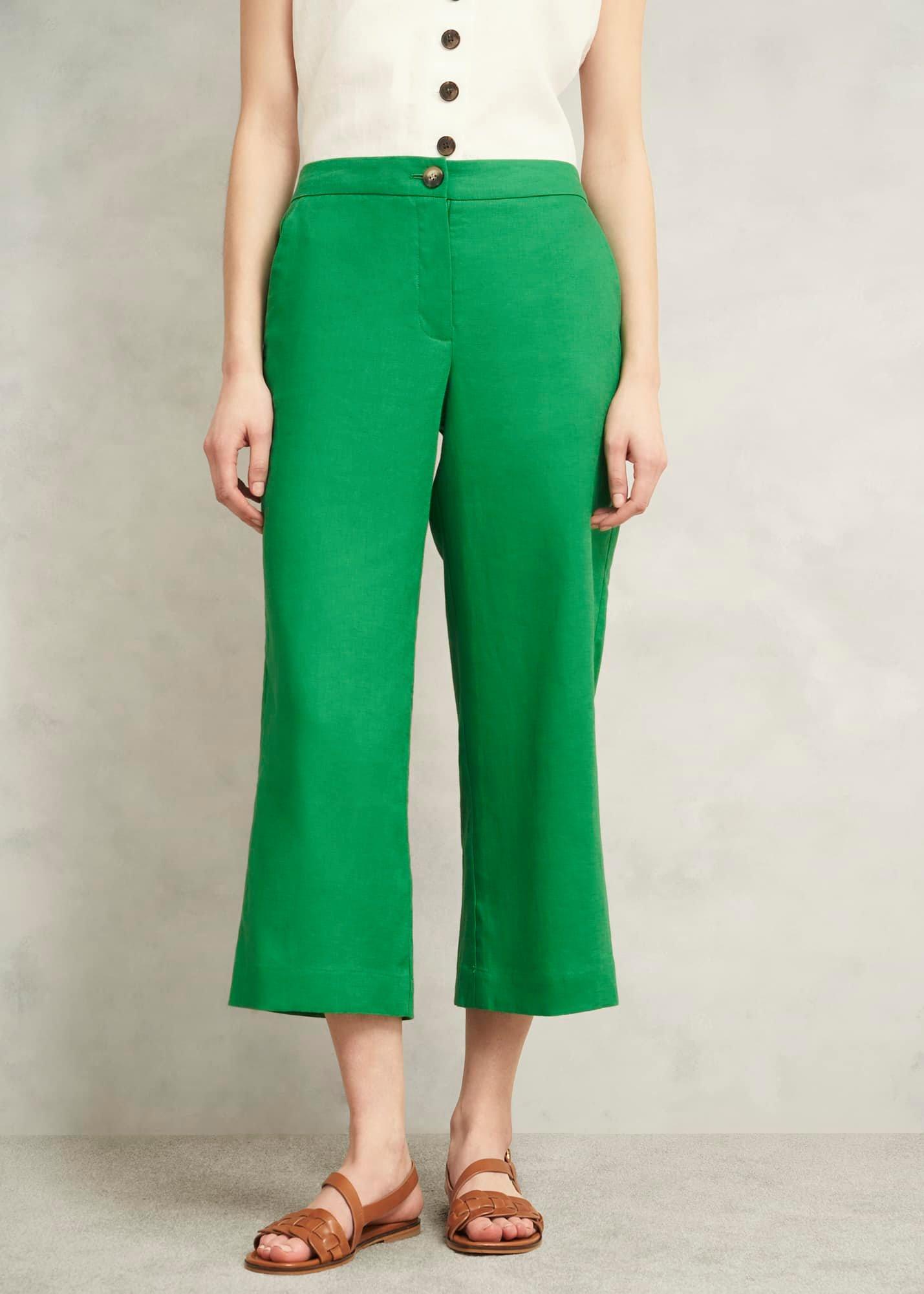 Lillie Linen Trousers, Green, hi-res