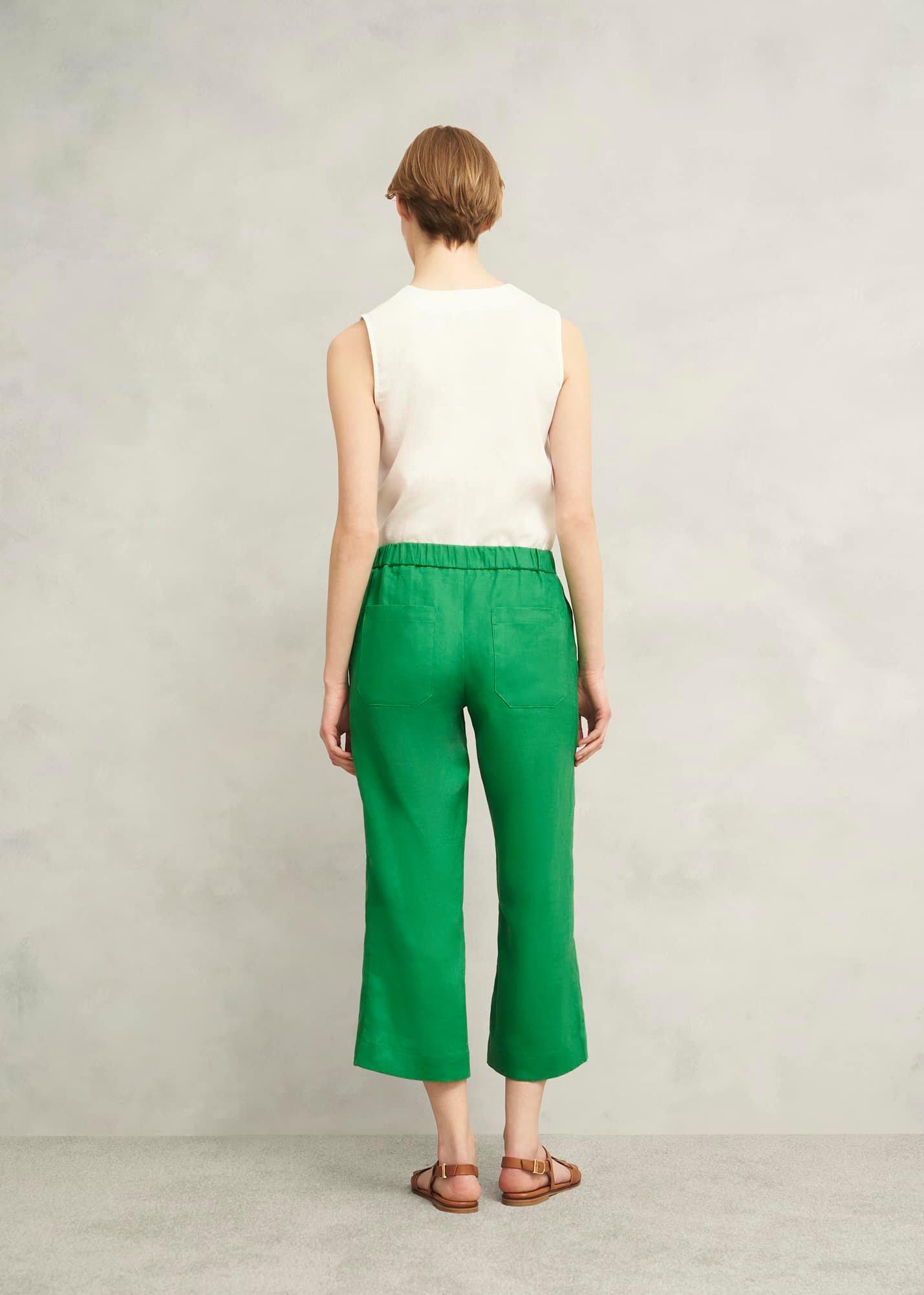Lillie Linen Trousers, Green, hi-res