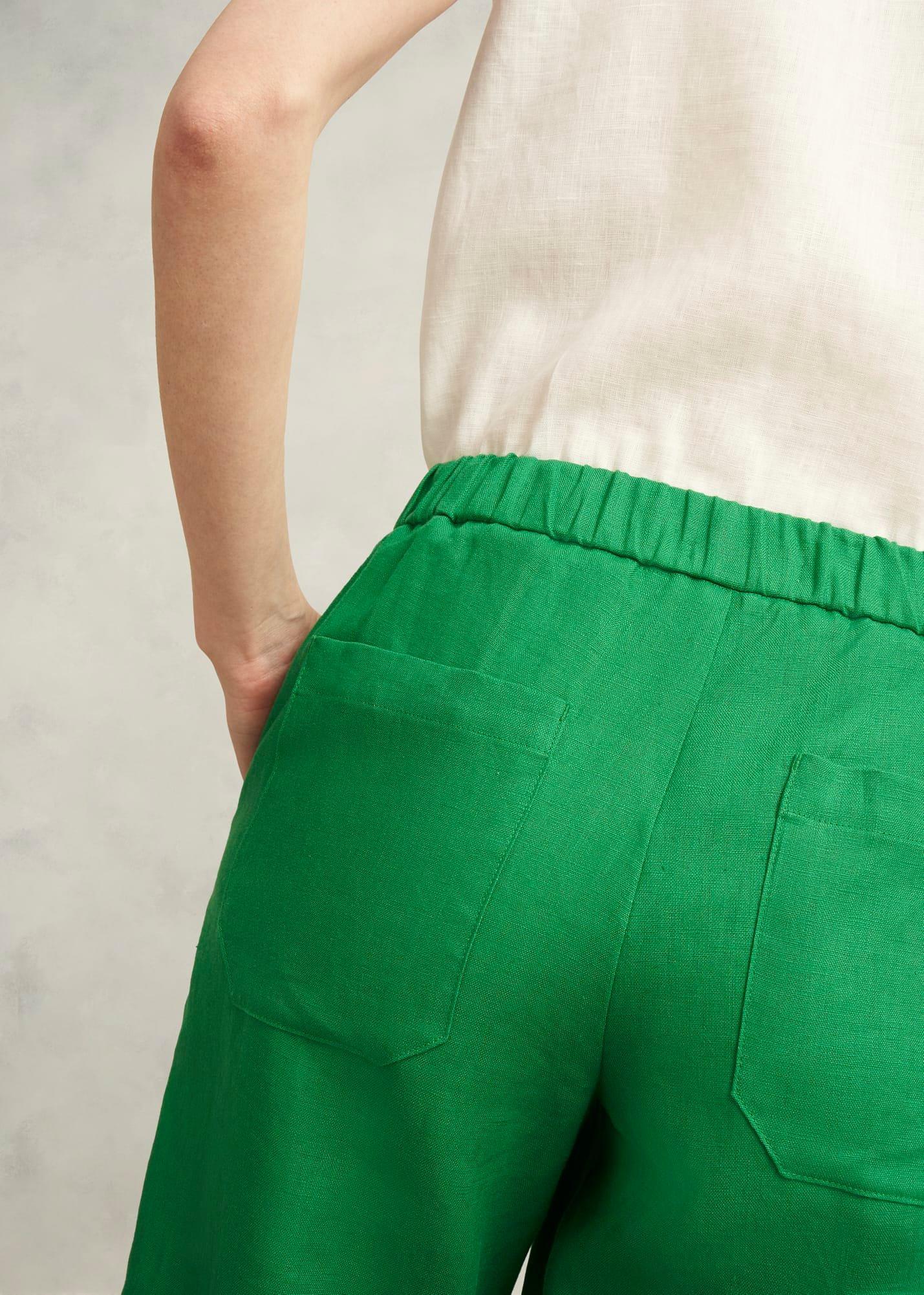 Lillie Linen Trousers, Green, hi-res