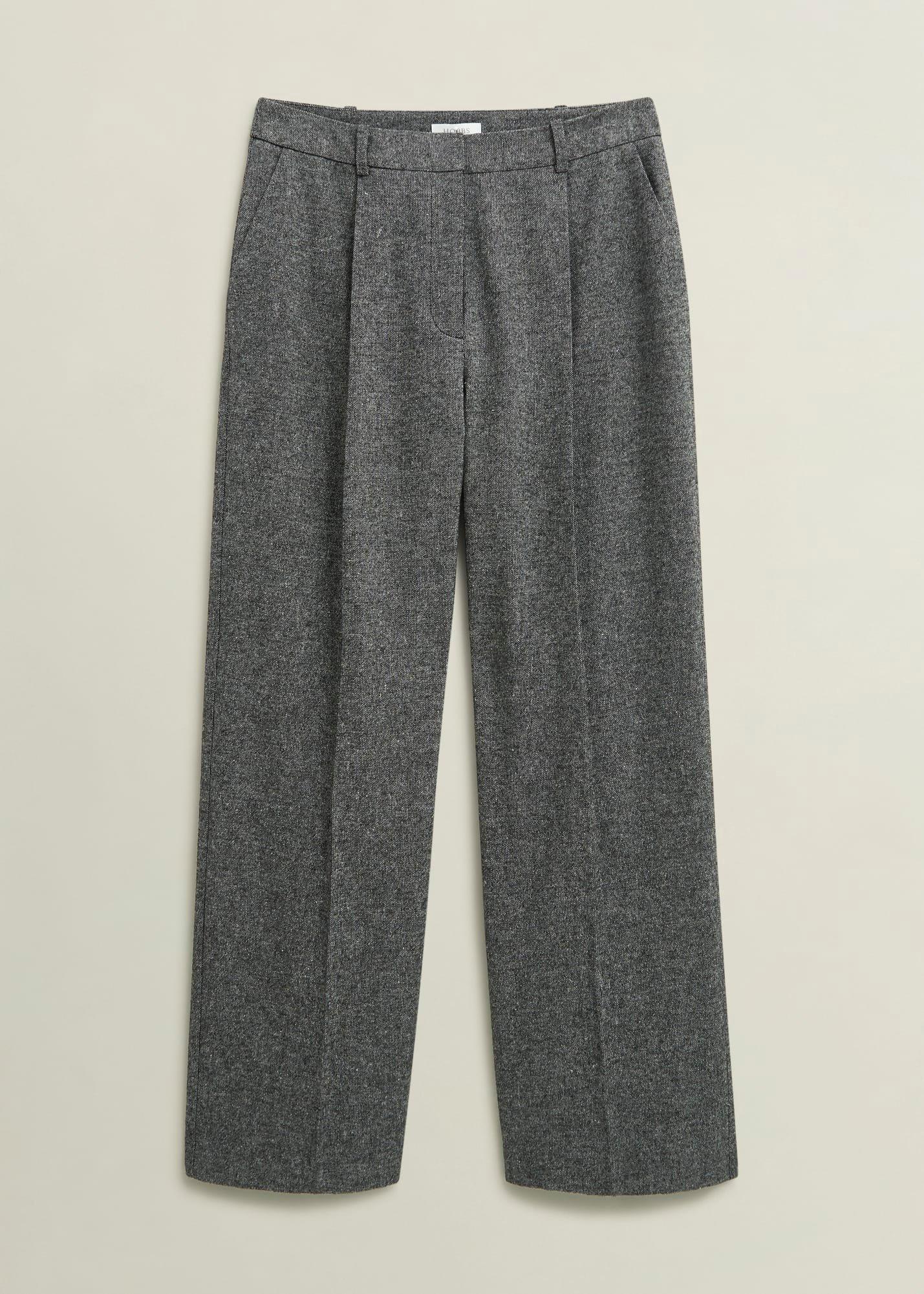 Emelie Wide Trousers With Wool, Black Ivory, hi-res